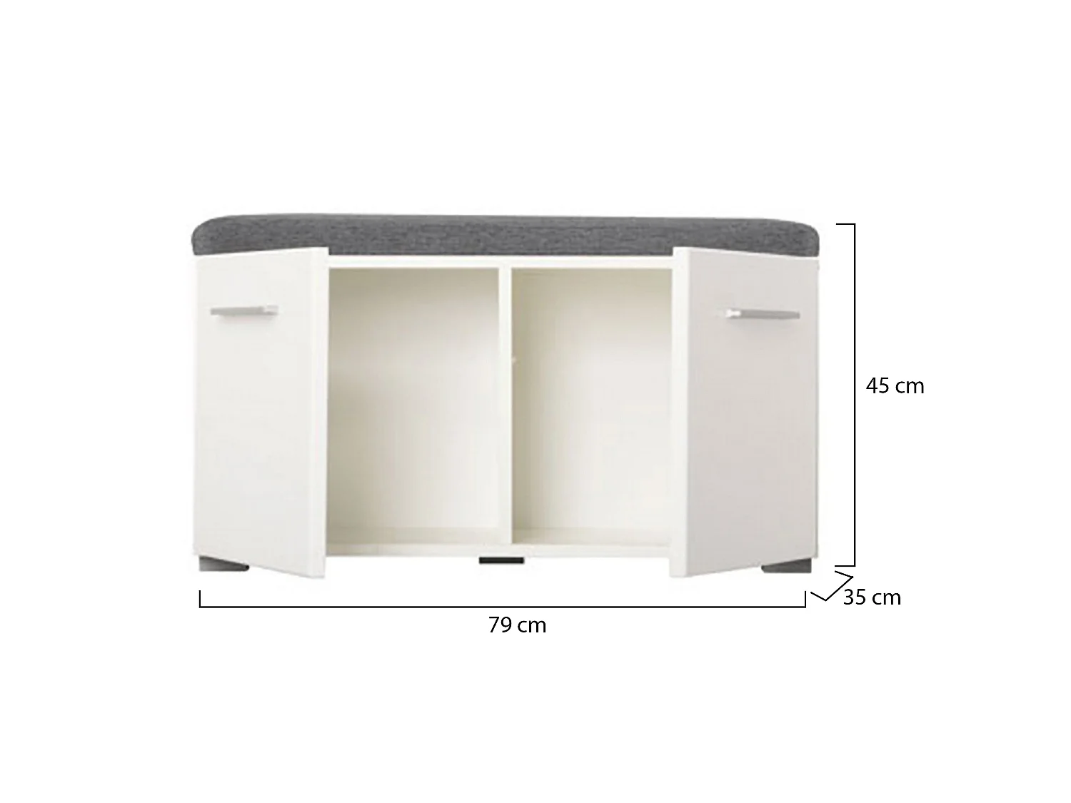 Eingangsmöbel Cannole, 1 Ablage, 79x35x45h cm, Weiß, 2 Türen, 2 Fächer