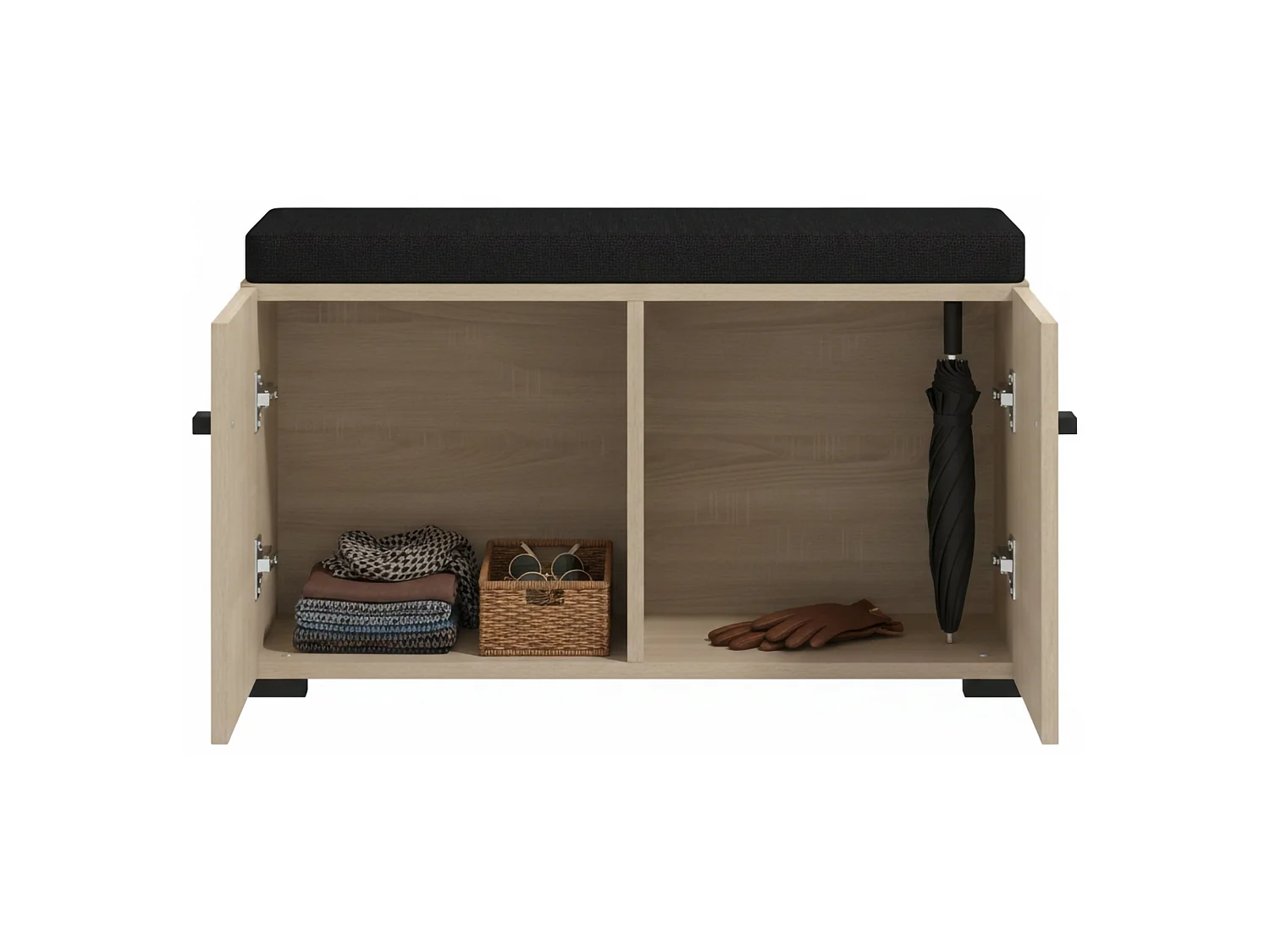 Flurschrank Druento, ein Regal, 77x35x41h cm Eichenbraun, 2 Türen, 2 Fächer
