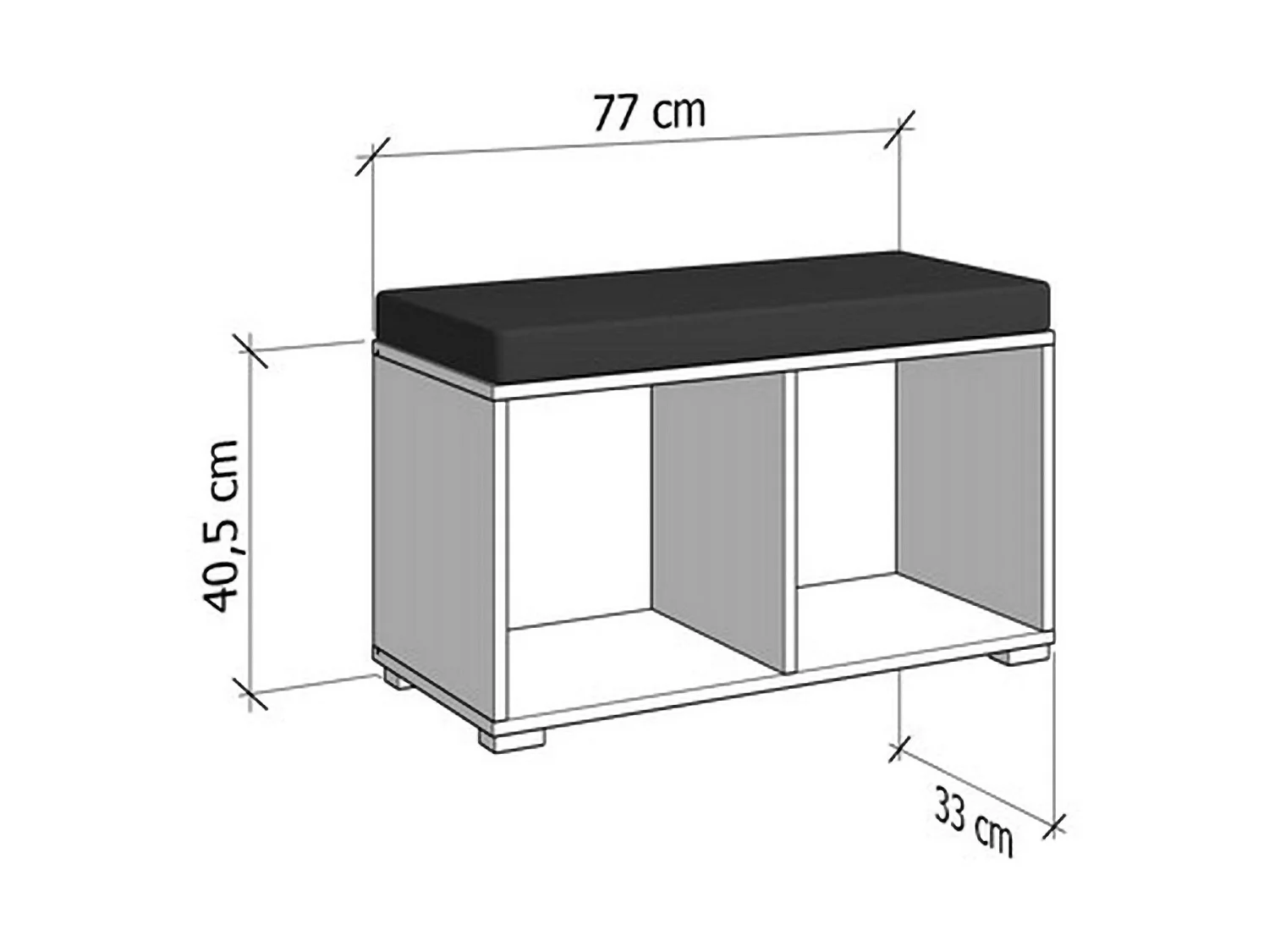 Flurschrank Druento, ein Regal, 77x35x41h cm Eichenbraun, 2 Türen, 2 Fächer
