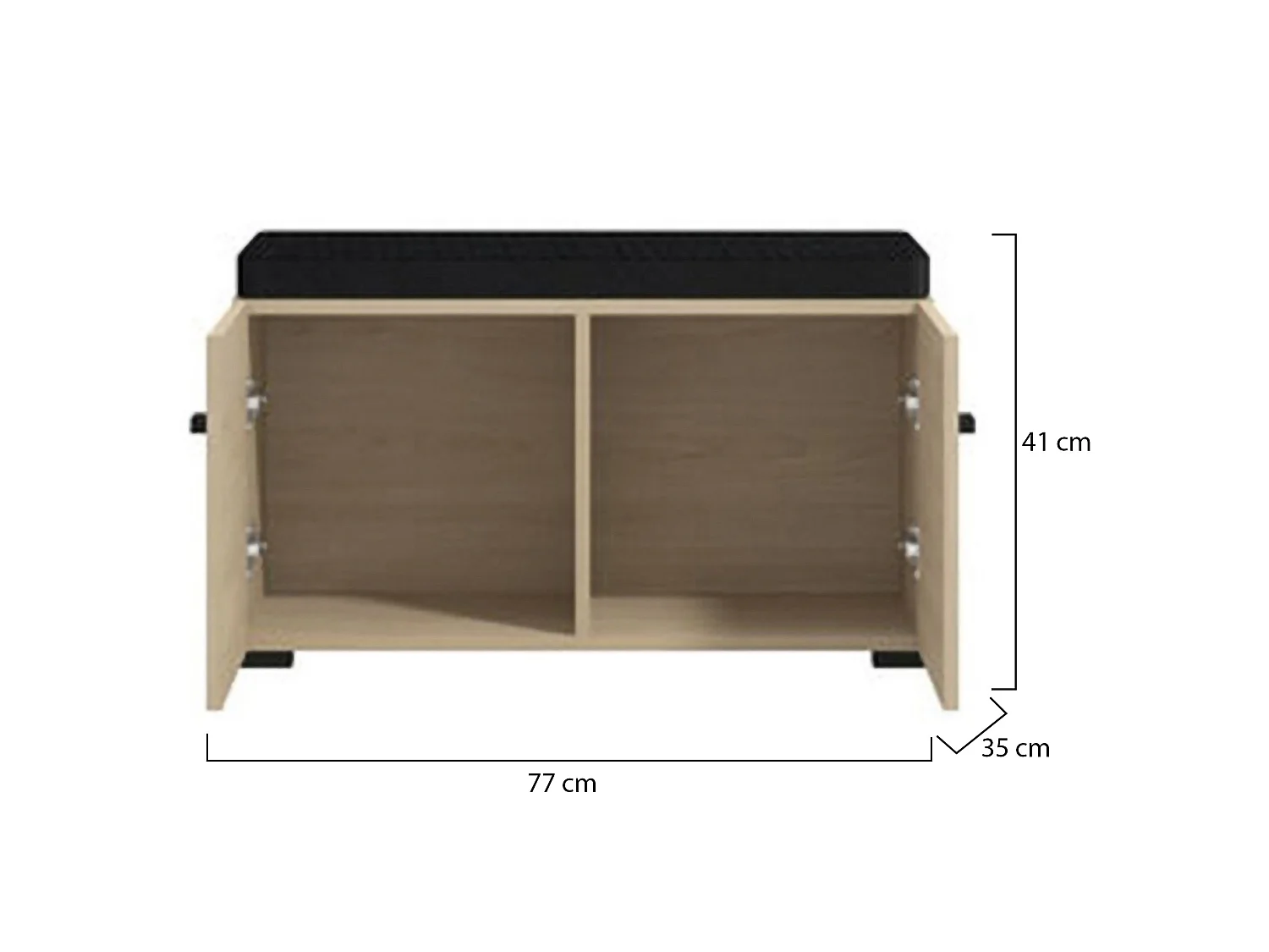 Flurschrank Druento, ein Regal, 77x35x41h cm Eichenbraun, 2 Türen, 2 Fächer