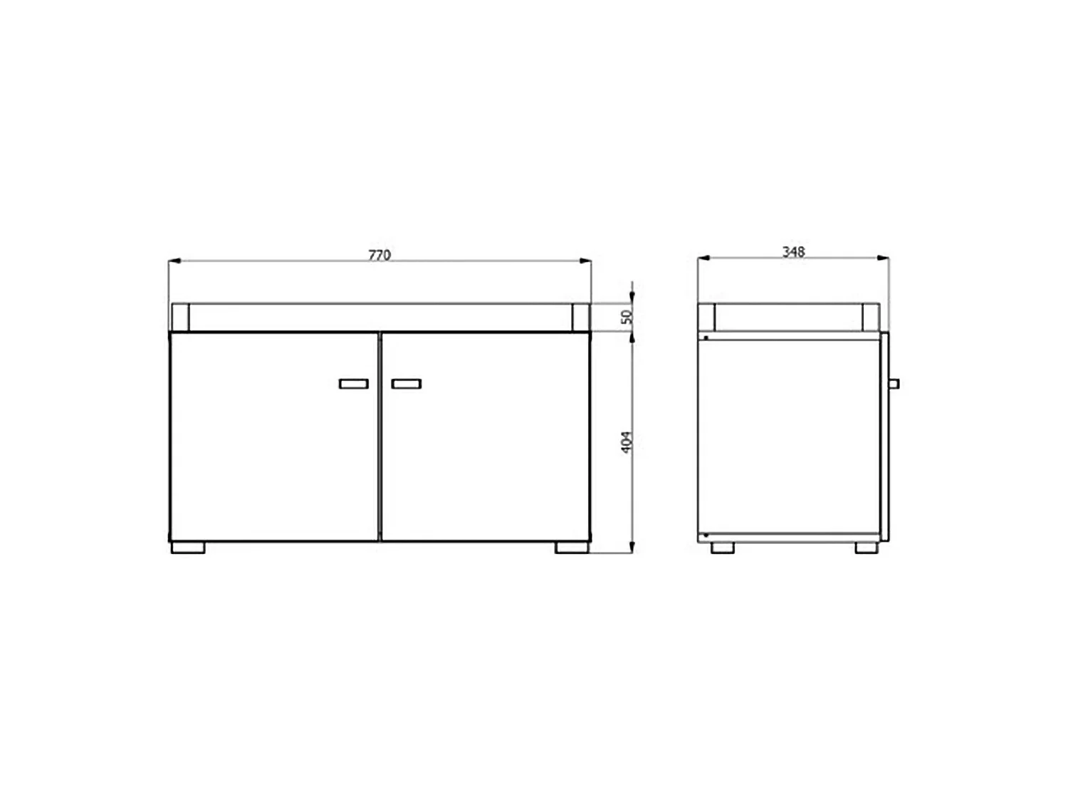 Flurschrank Druento, ein Regal, 77x35x41h cm Eichenbraun, 2 Türen, 2 Fächer