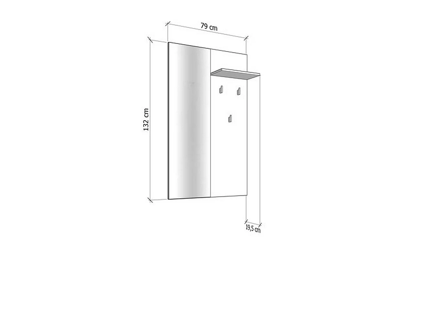Meuble d'entrée Lanze, Miroir inclus, 79x20x132h cm Chêne Nœuds Marron, une Étageré, Porte-manteau