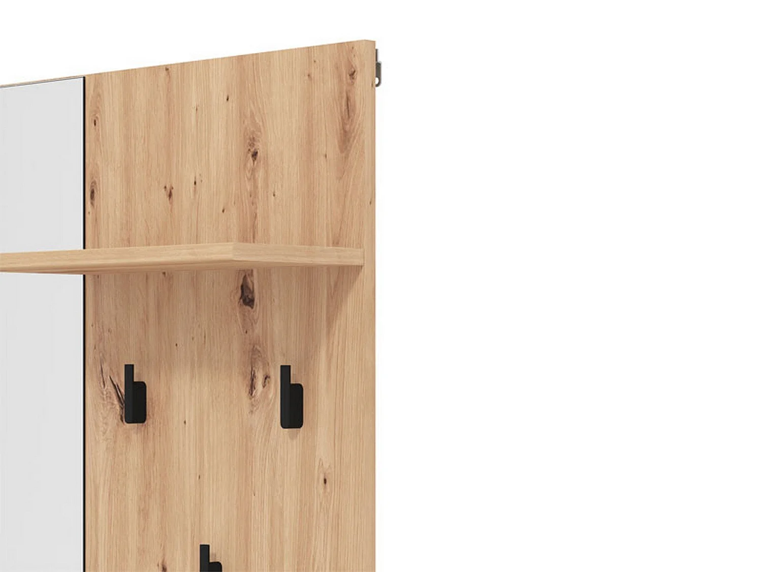 Meuble d'entrée Lanze, Miroir inclus, 79x20x132h cm Chêne Nœuds Marron, une Étageré, Porte-manteau