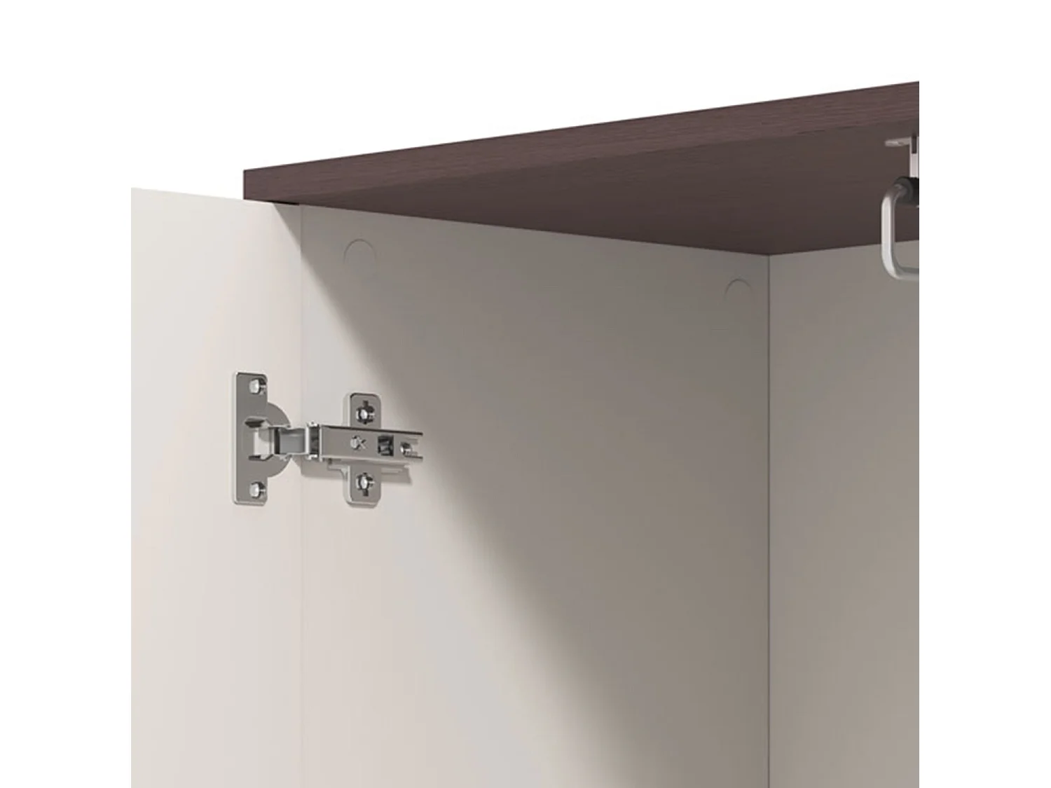 Meuble d'Entrée Raroto, Miroir Inclus, 116x35x197h cm Blanc Crème, 4 Étagères, Porte-manteaux