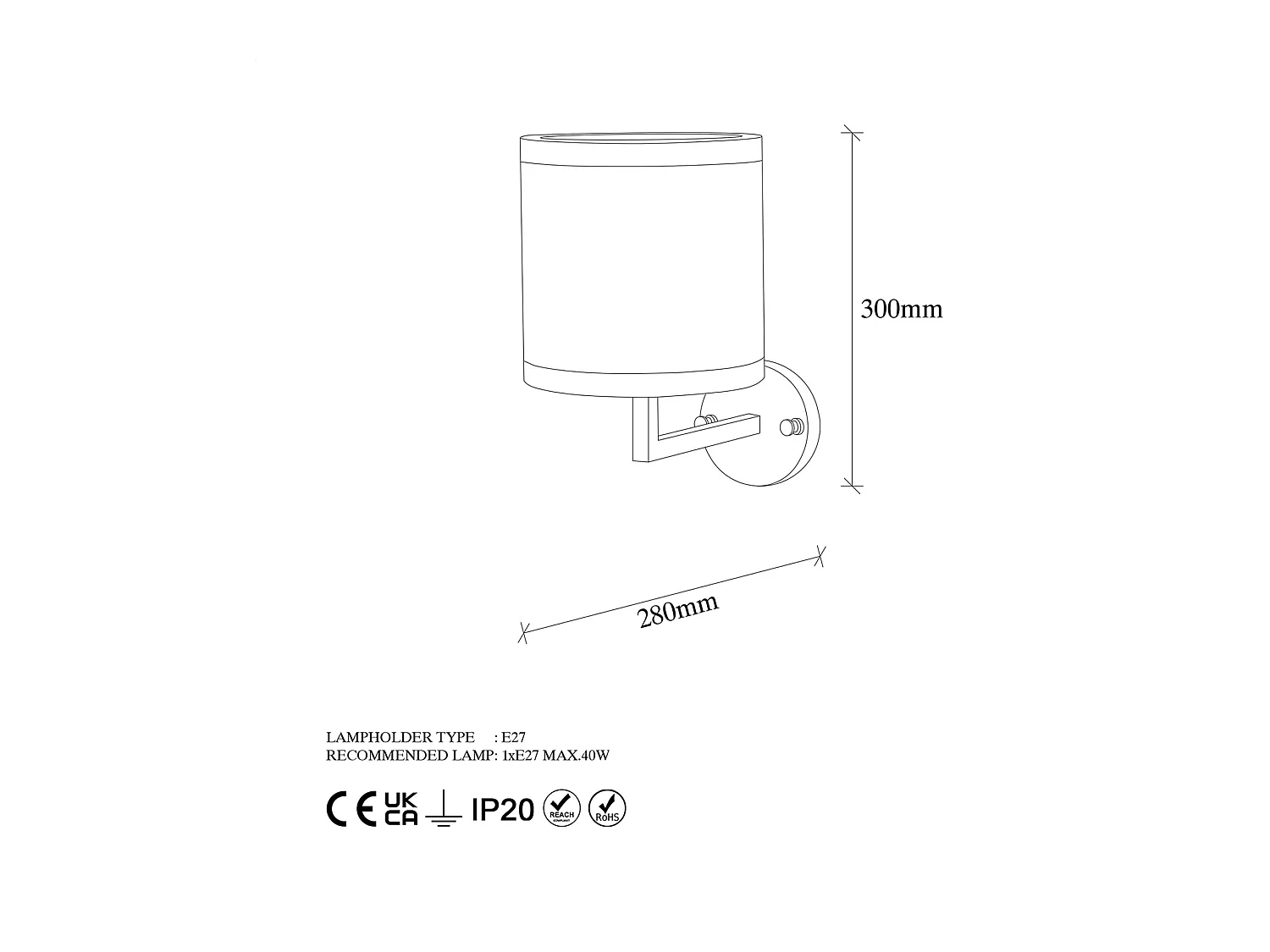 Lampada da Parete Ferriere, Attacco e 27 max 40 w, Beige, Indoor, Colore Struttura oro