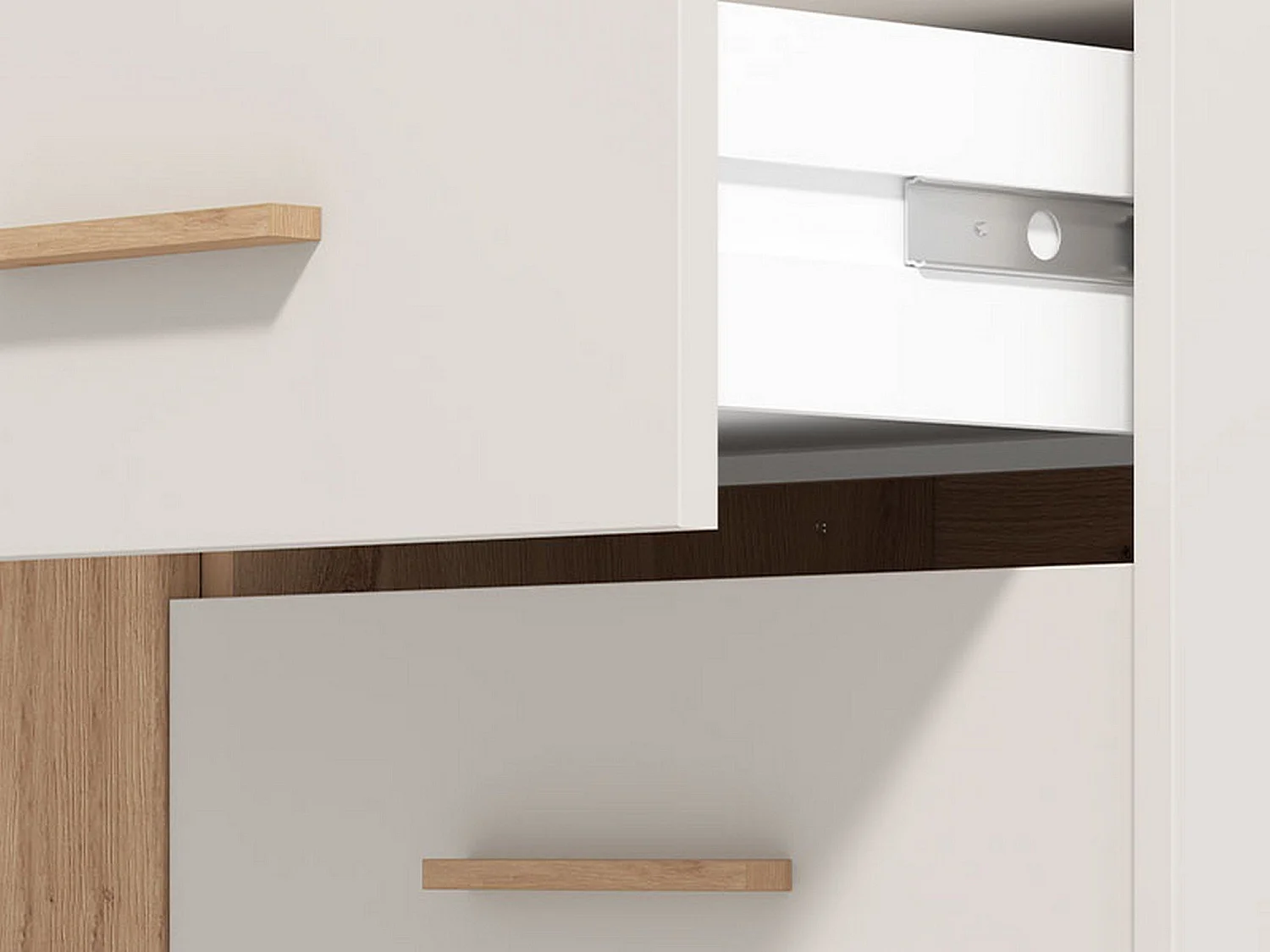 Meuble d'entrée Carducci, un tiroir, 60x40x103h cm blanc crème, 2 étagères, une porte