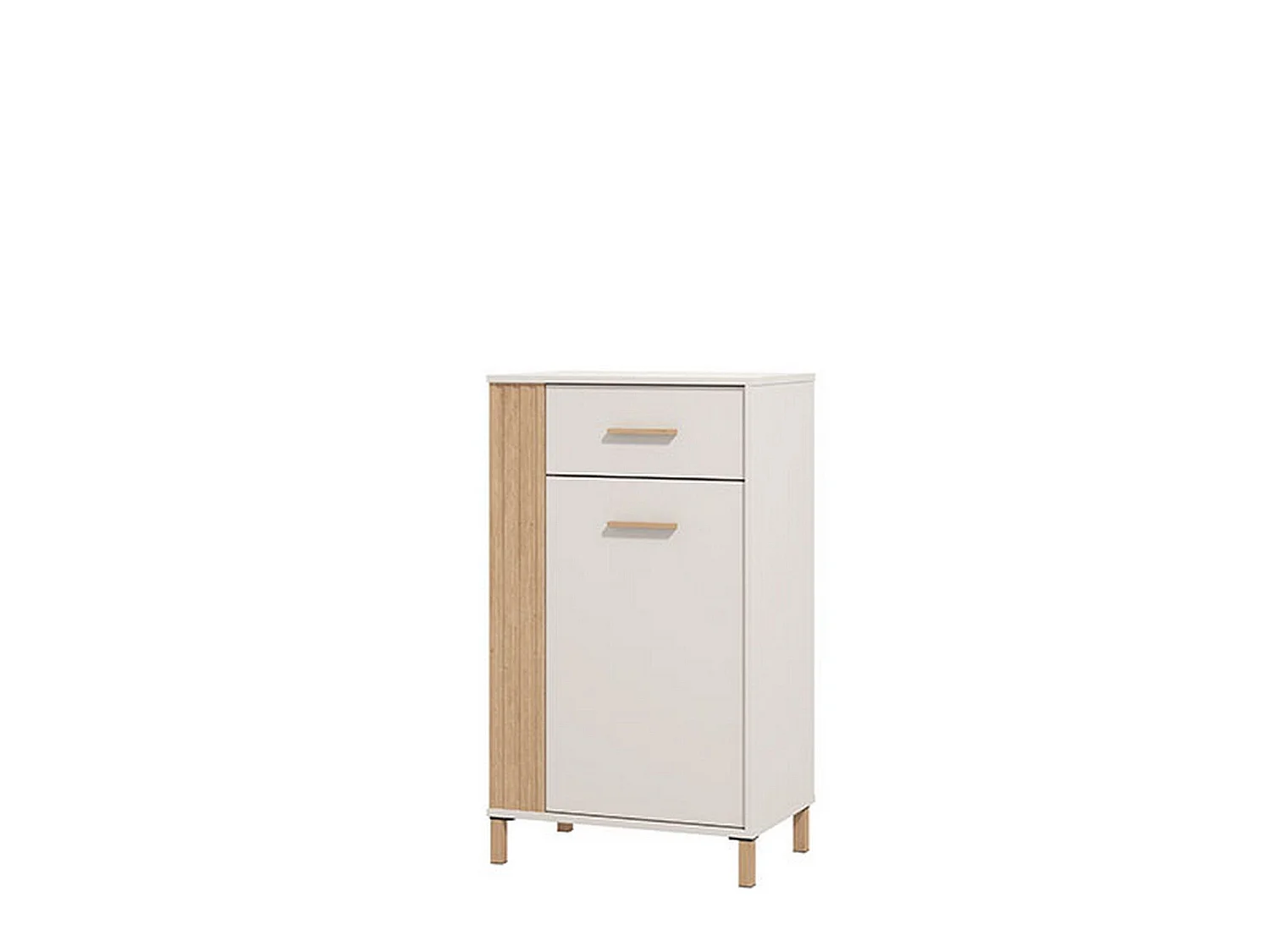 Meuble d'entrée Carducci, un tiroir, 60x40x103h cm blanc crème, 2 étagères, une porte