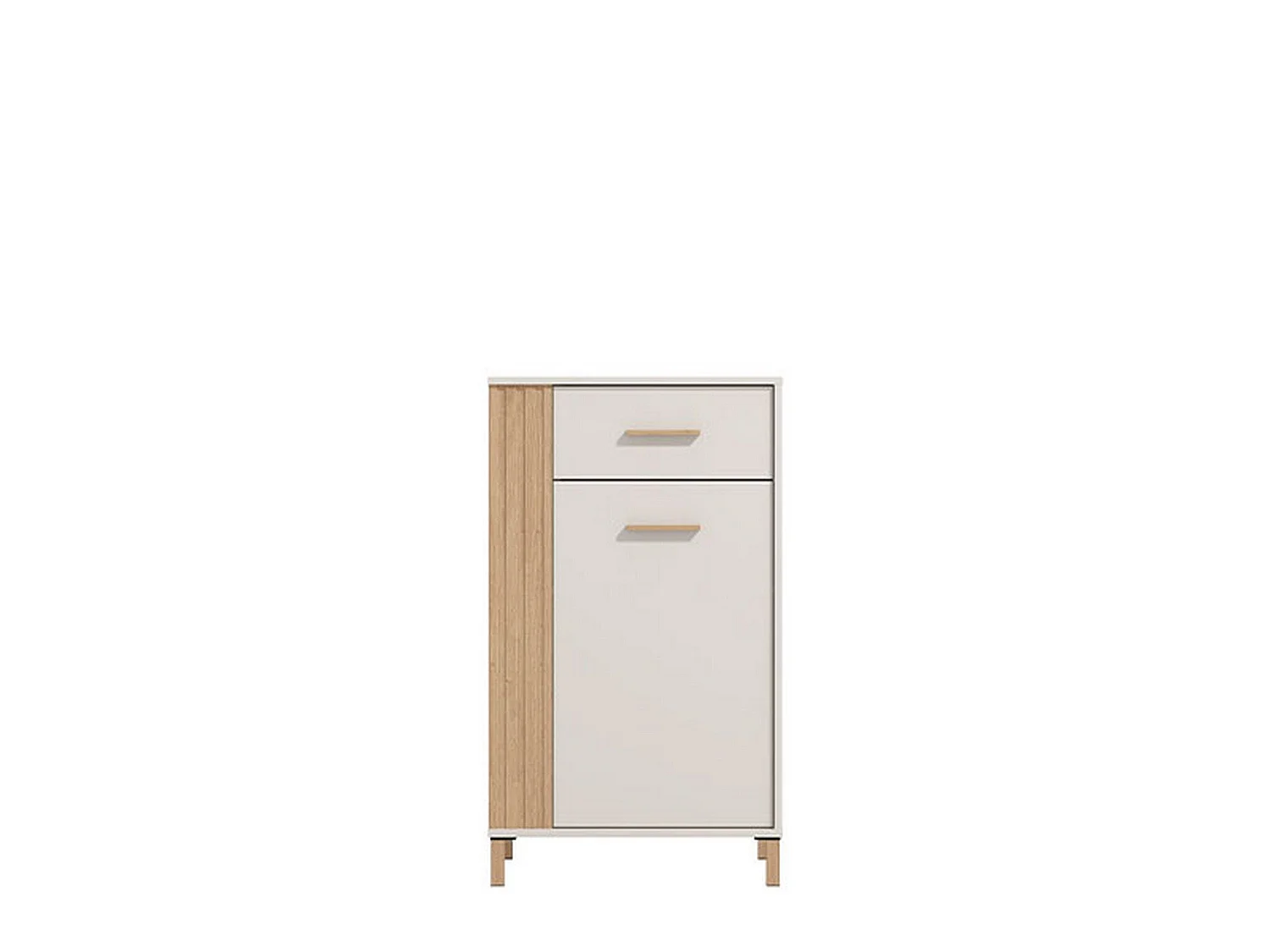 Meuble d'entrée Carducci, un tiroir, 60x40x103h cm blanc crème, 2 étagères, une porte