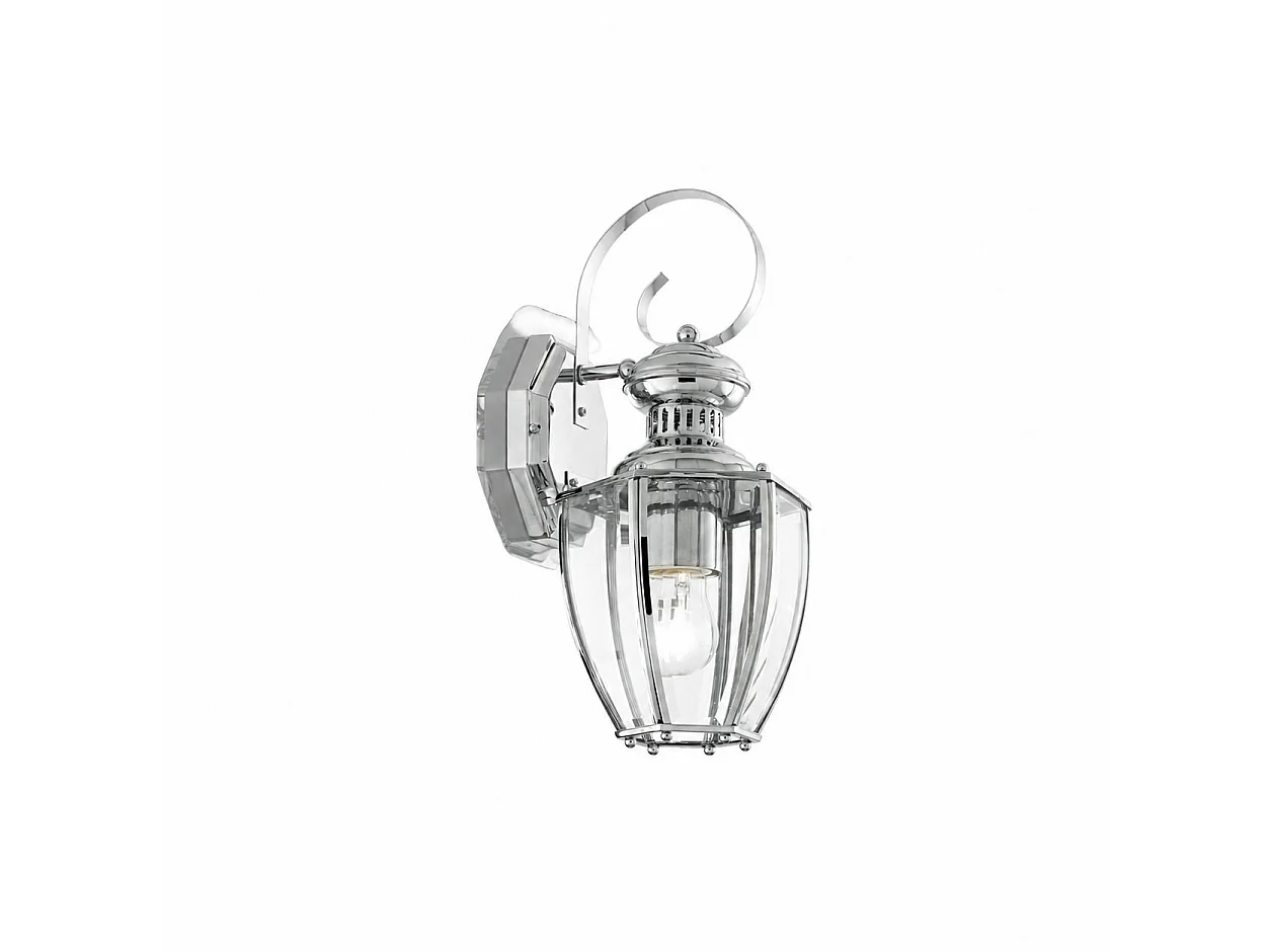 Lampada da Parete Rudiano, Materiale Aplique in Metallo, Argento, Materiale Struttura in Vetro
