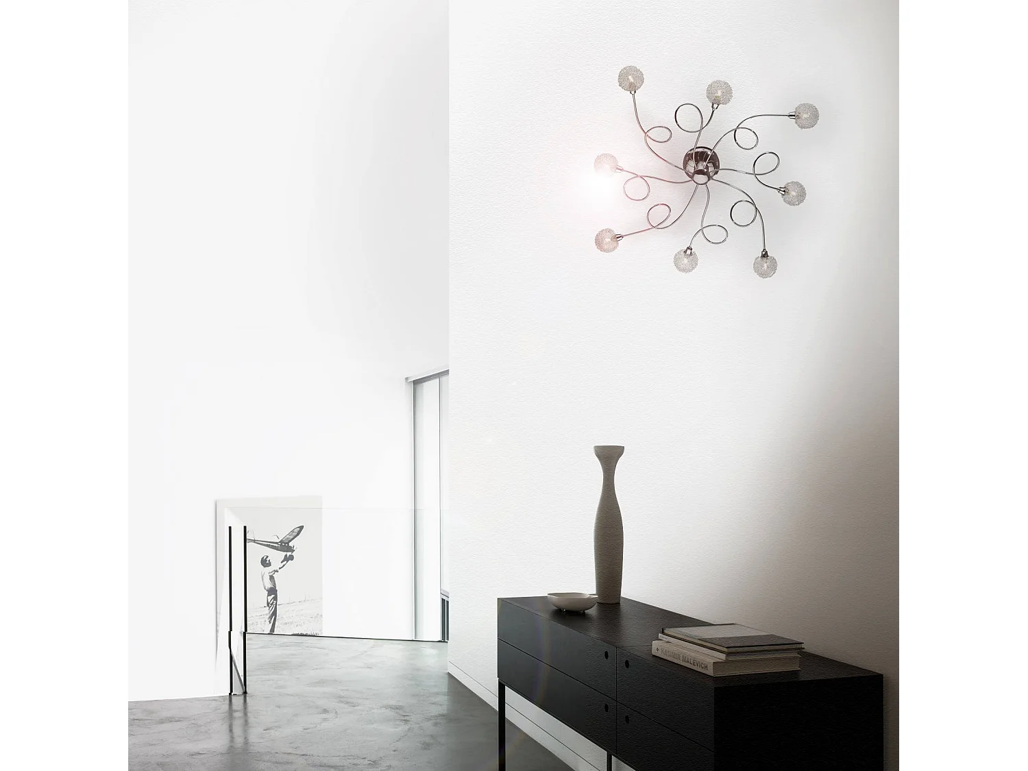 Lampada da Parete Chivasso, Materiale Struttura in Vetro, Argento,