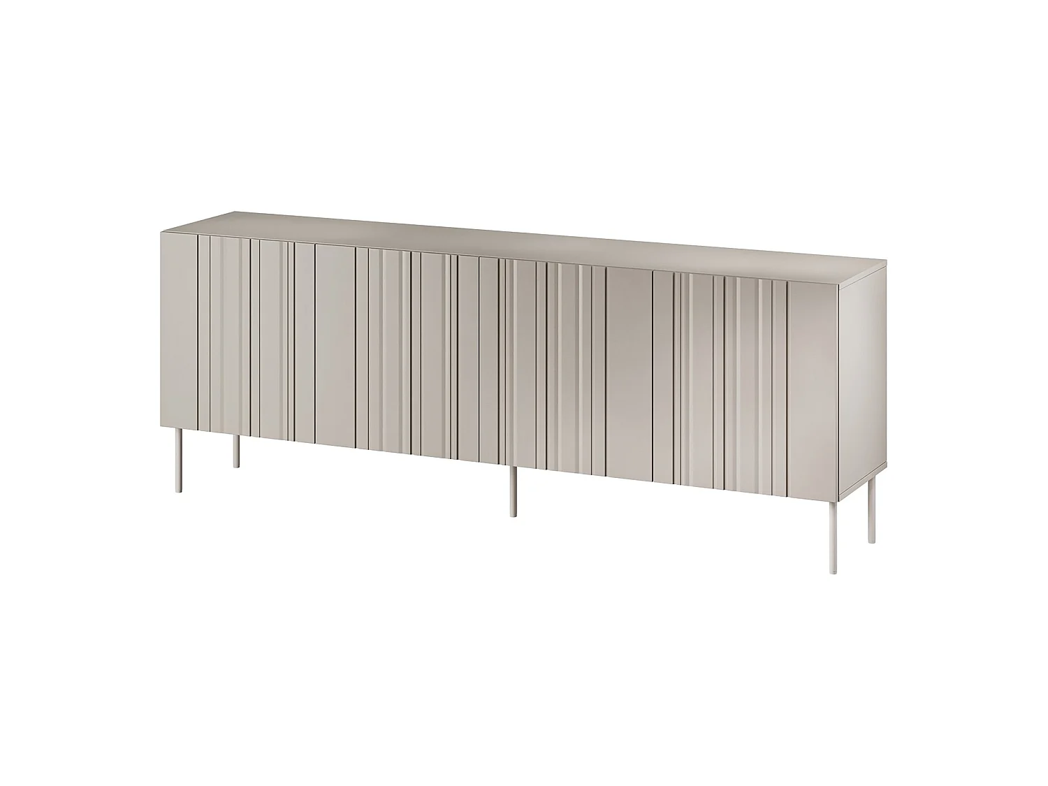 Dressoir Vedras, 2 planken, 201x42x75h cm beige, 4 deuren, 6 vakken