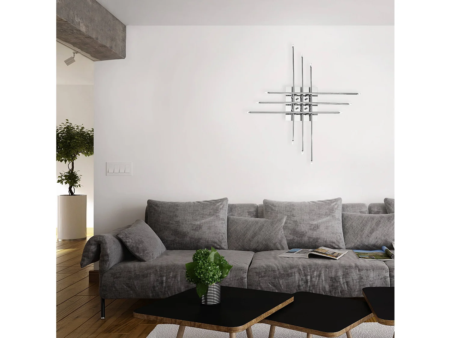 Lampada da Parete Passerini, Materiale Aplique in Metallo, Argento,