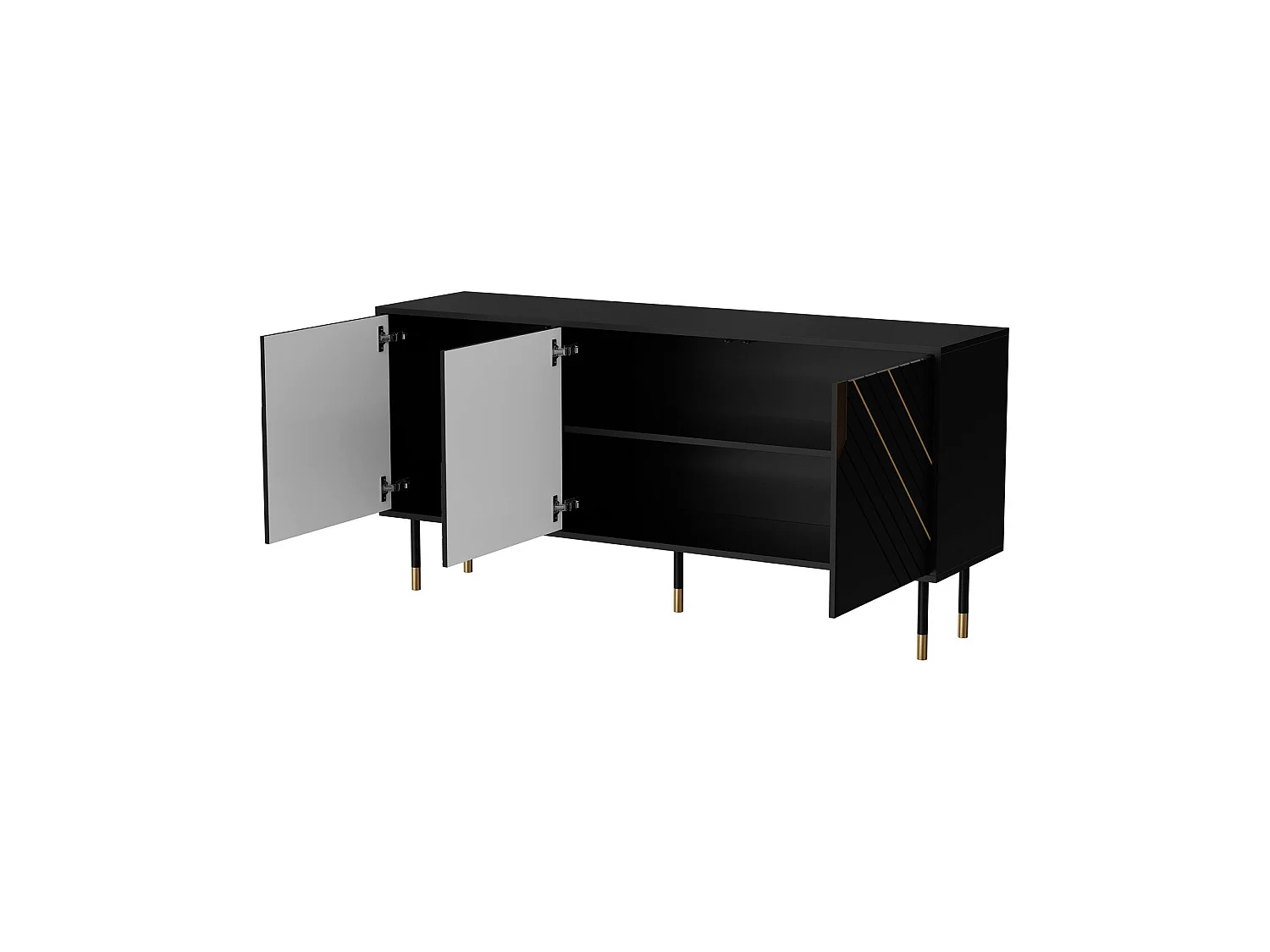 Buffet Hanté, 2 Étages, 40x154x72h cm Noir, Vaisselier