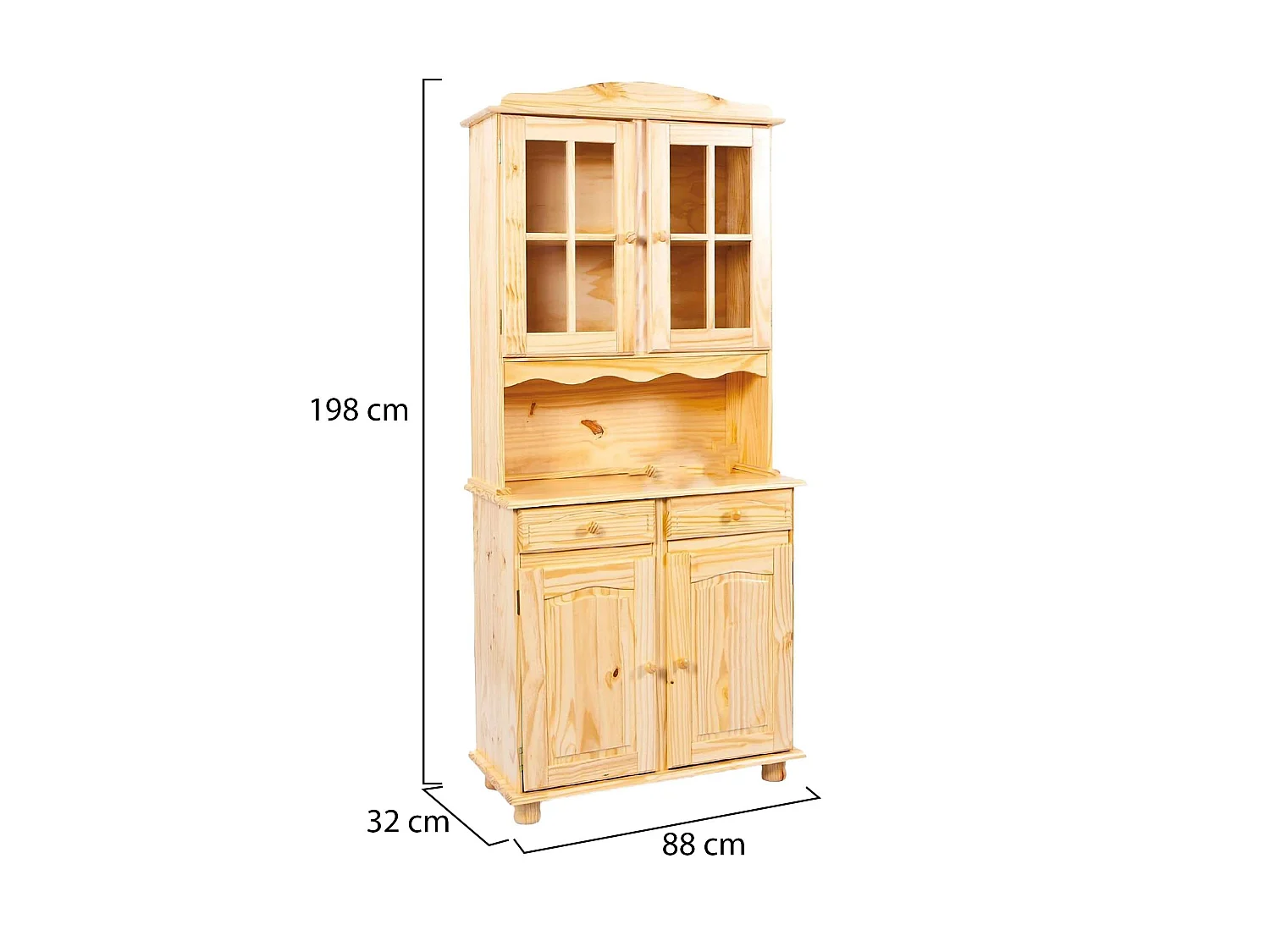Dressoir Vierkanten, 1 lade, 88x32x198h cm eikenbruin, buffetkast, 2 legplanken, draaideur, schuifdeur