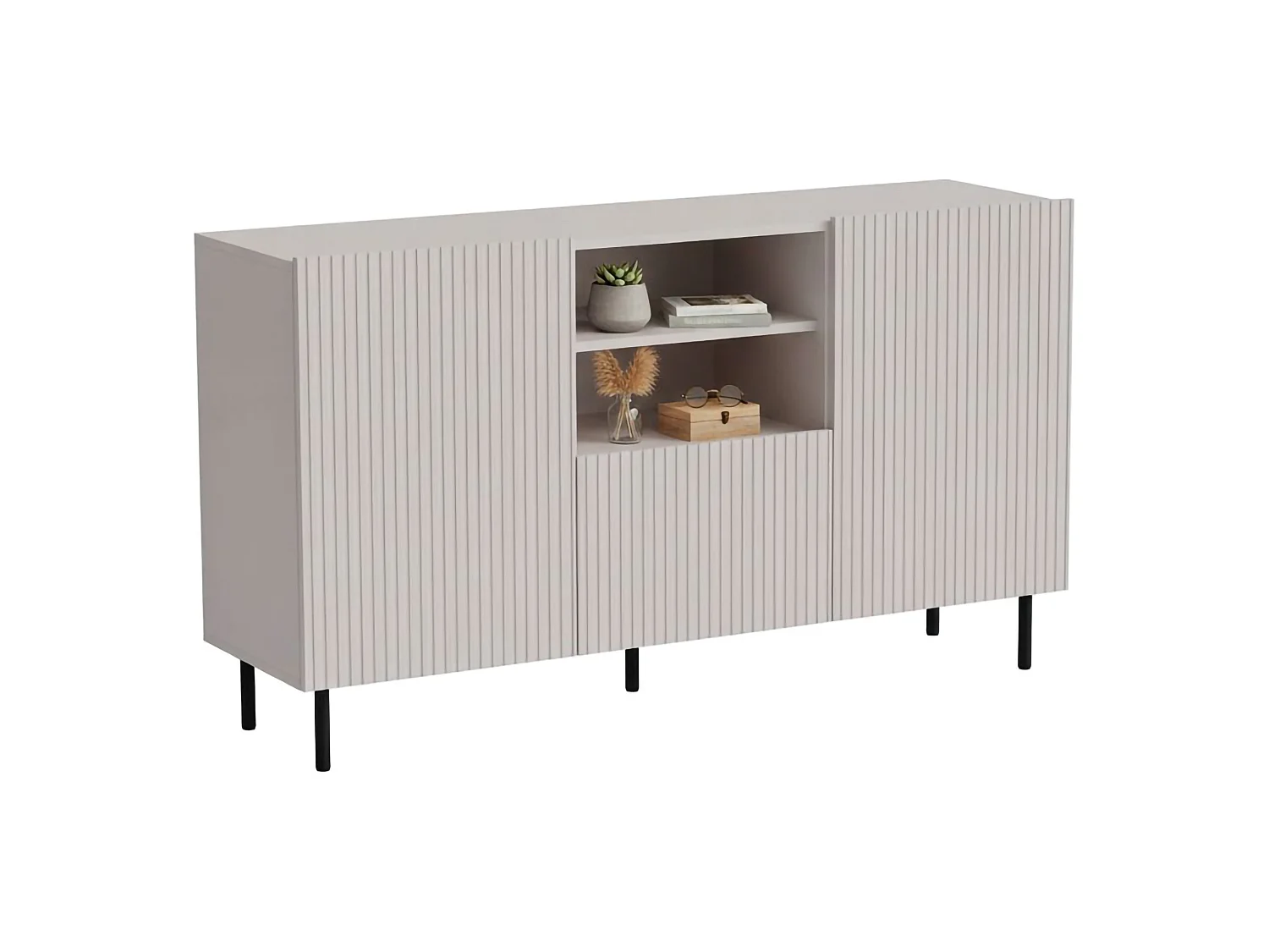 Buffet Chaves, 4 étagères, 42x150x82h cm Beige, Bahut