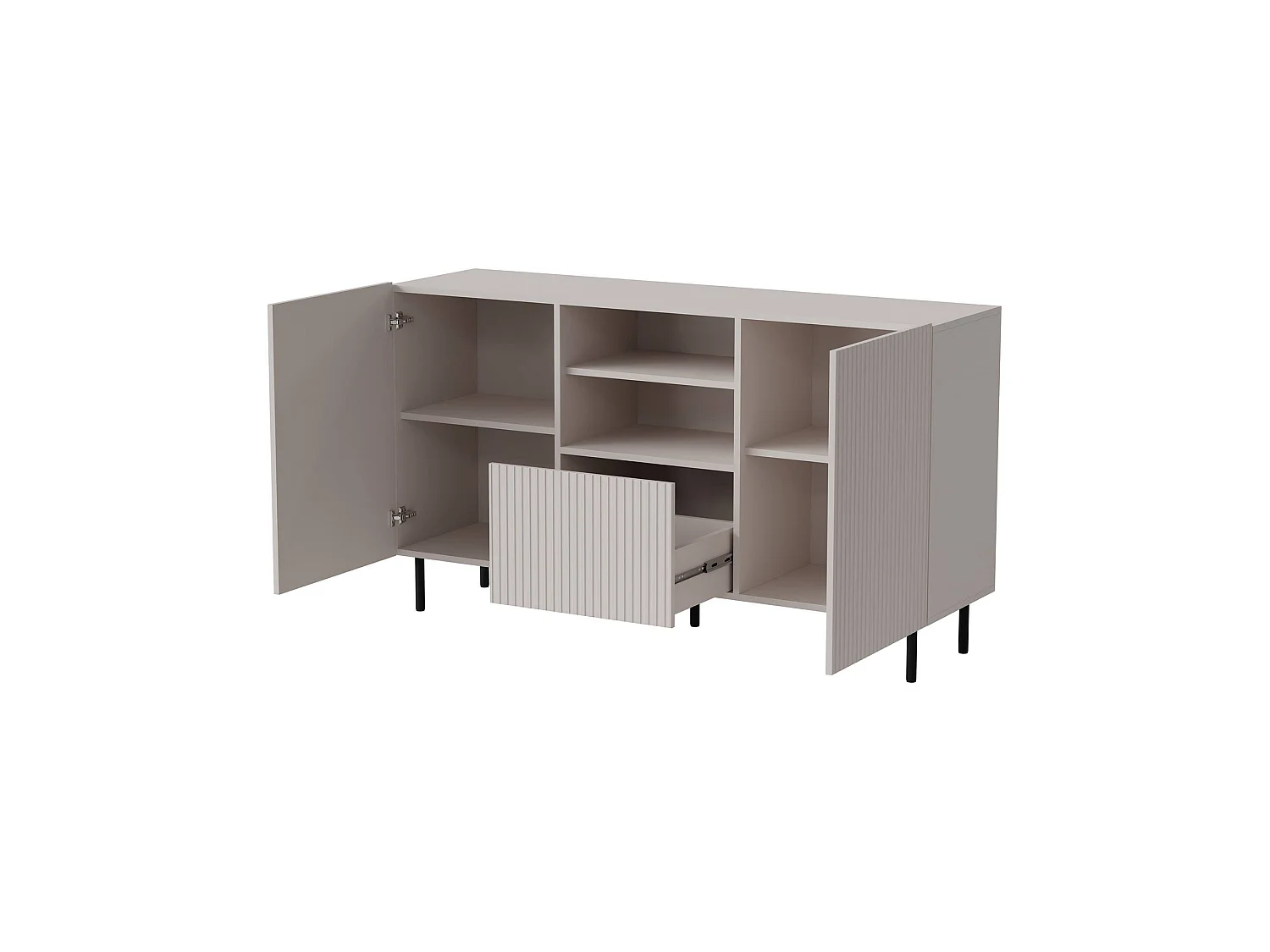Buffet Chaves, 4 étagères, 42x150x82h cm Beige, Bahut