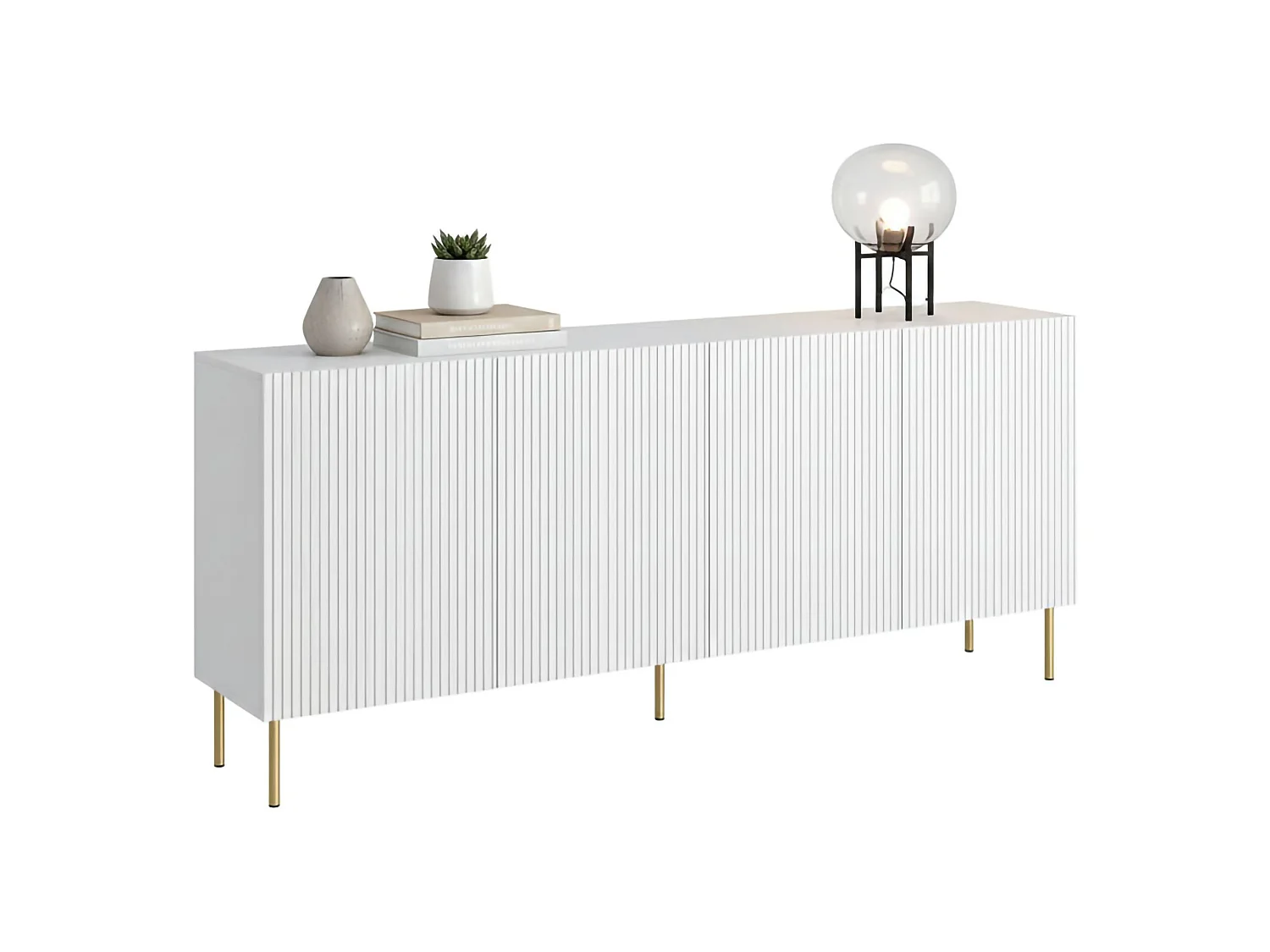 Buffet Cartaxo, tiroirs, 42x200x82h cm blanc, enfilade