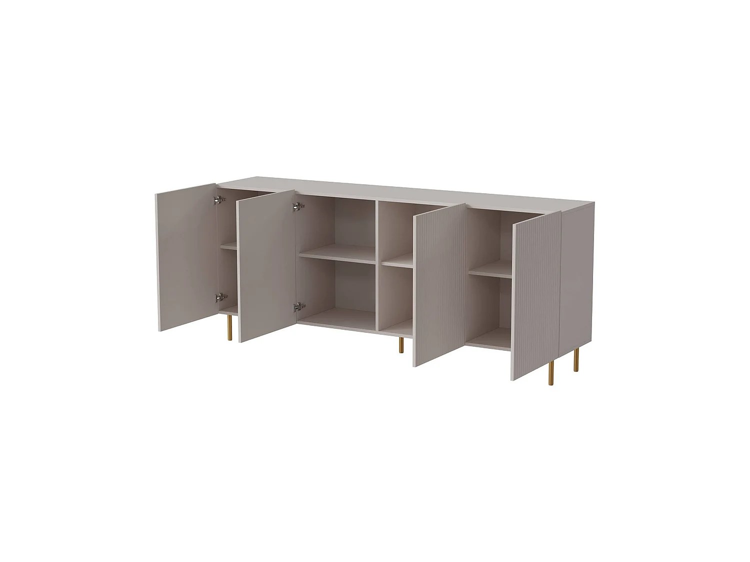 Buffet Cartaxo, 4 étagères, 42x200x82h cm Beige, Commode