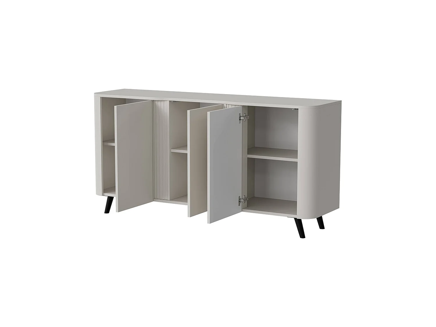 Dressoir Loreo, 3 planken, 151x42x70h cm beige, buffetkast, 3 deuren, 6 vakken