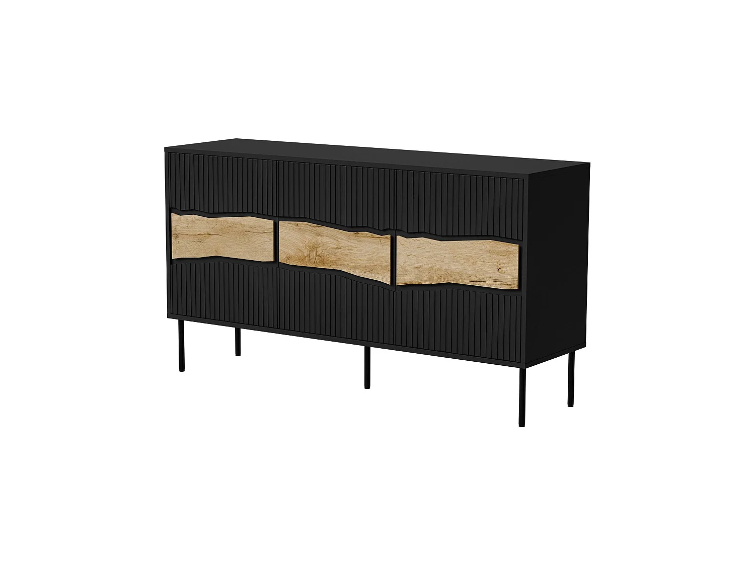 Buffet Xira, une Étagère, 40x143,5x80h cm Noir, Bahut