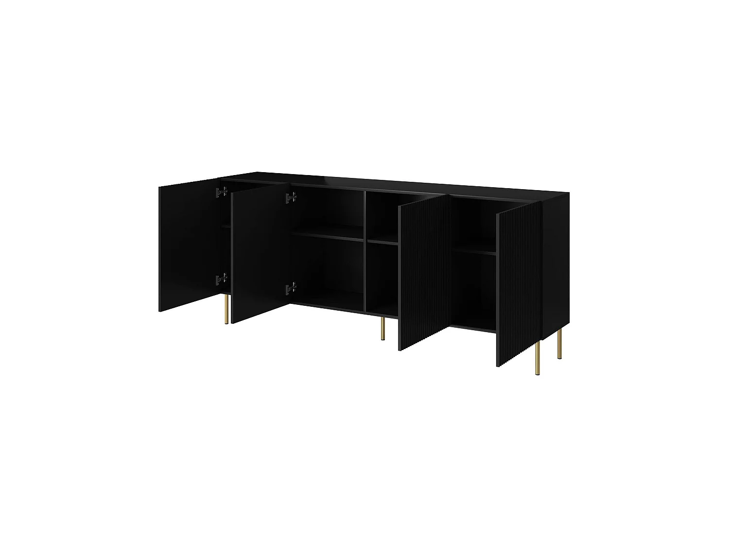 Buffet Cartaxo, 4 Étagères, 42x200x82h cm Noir, Bahut