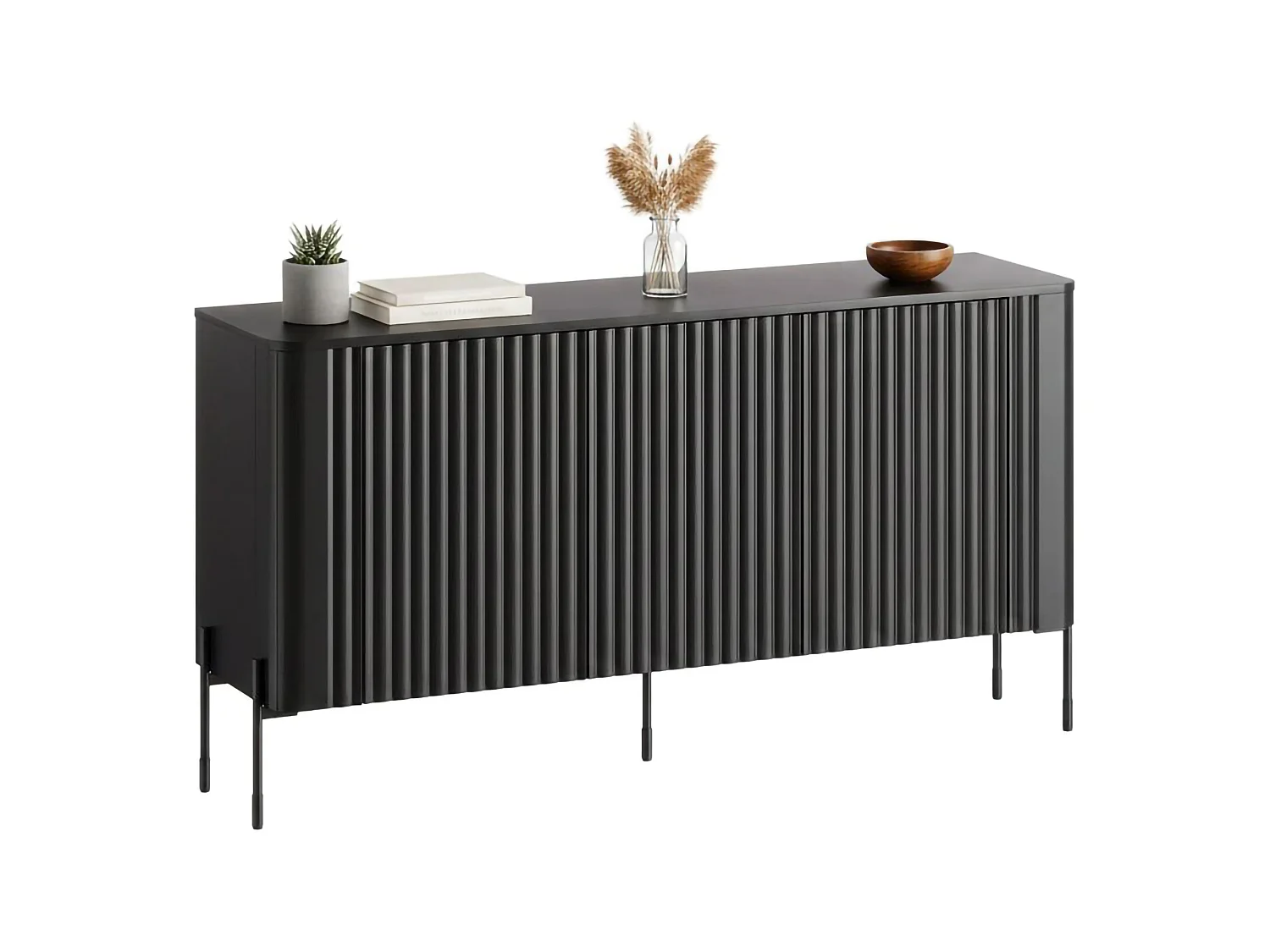 Buffet Amora, 3 étagères, 39,6x150x80h cm Noir, Meuble