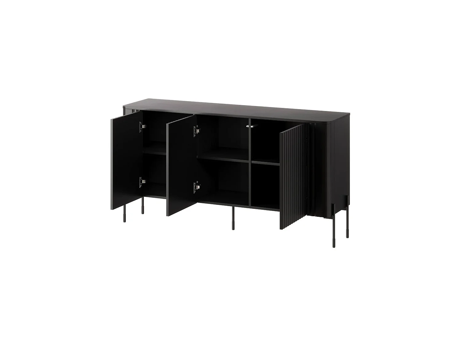 Buffet Amora, 3 étagères, 39,6x150x80h cm Noir, Meuble