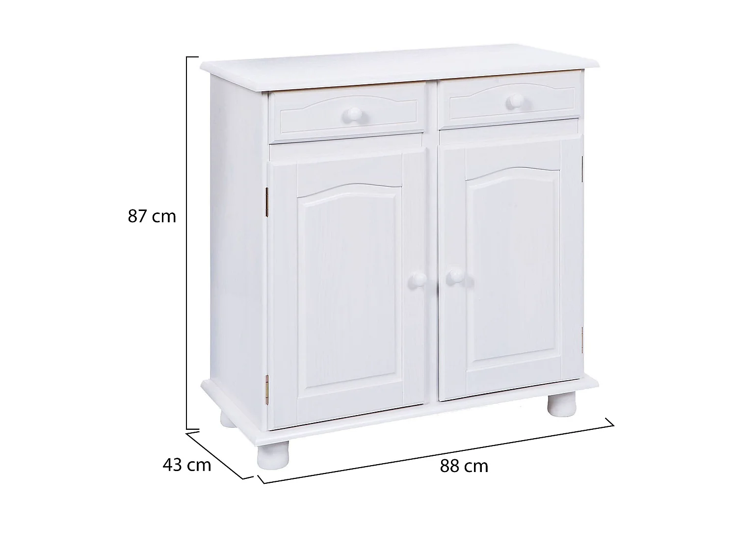 Dmoor Sideboard, ein Regal, 43x88x87h cm Weiß, Anrichte