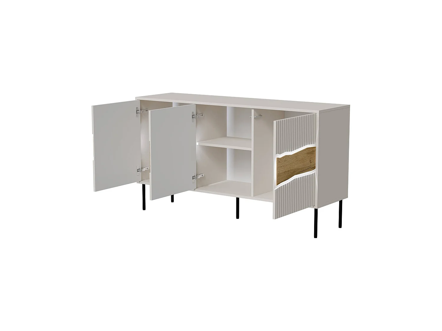 Buffet Xira, une Étagère, 40x143,5x80h cm Beige, Credenza