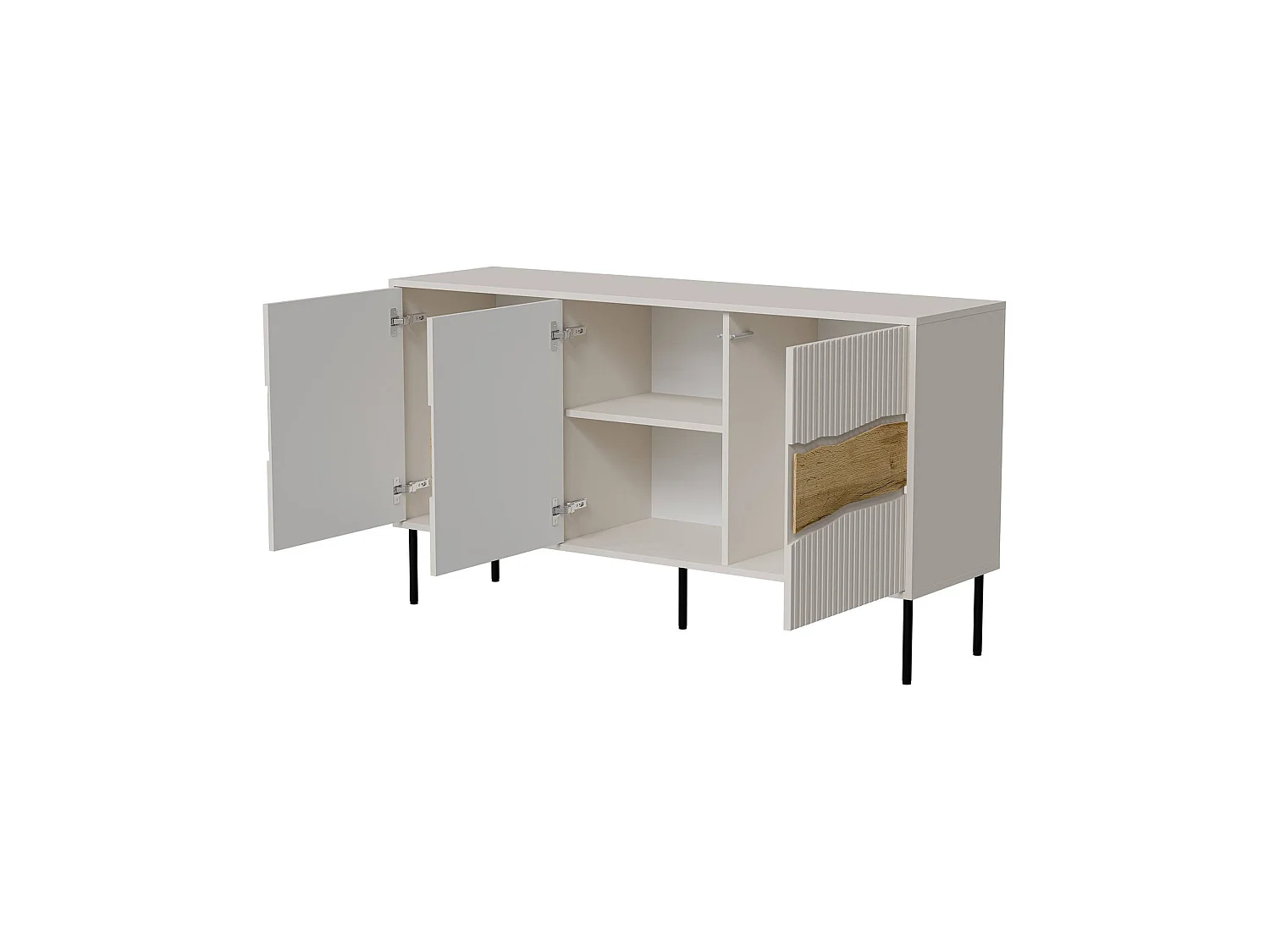 Buffet Xira, une Étagère, 40x143,5x80h cm Beige, Credenza