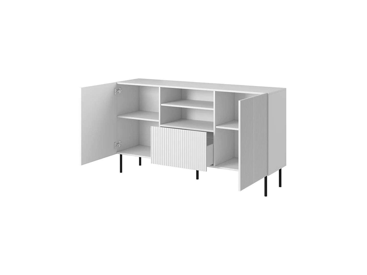 Buffet Chaves, 4 étagères, 42x150x82h cm Blanc, Bahut