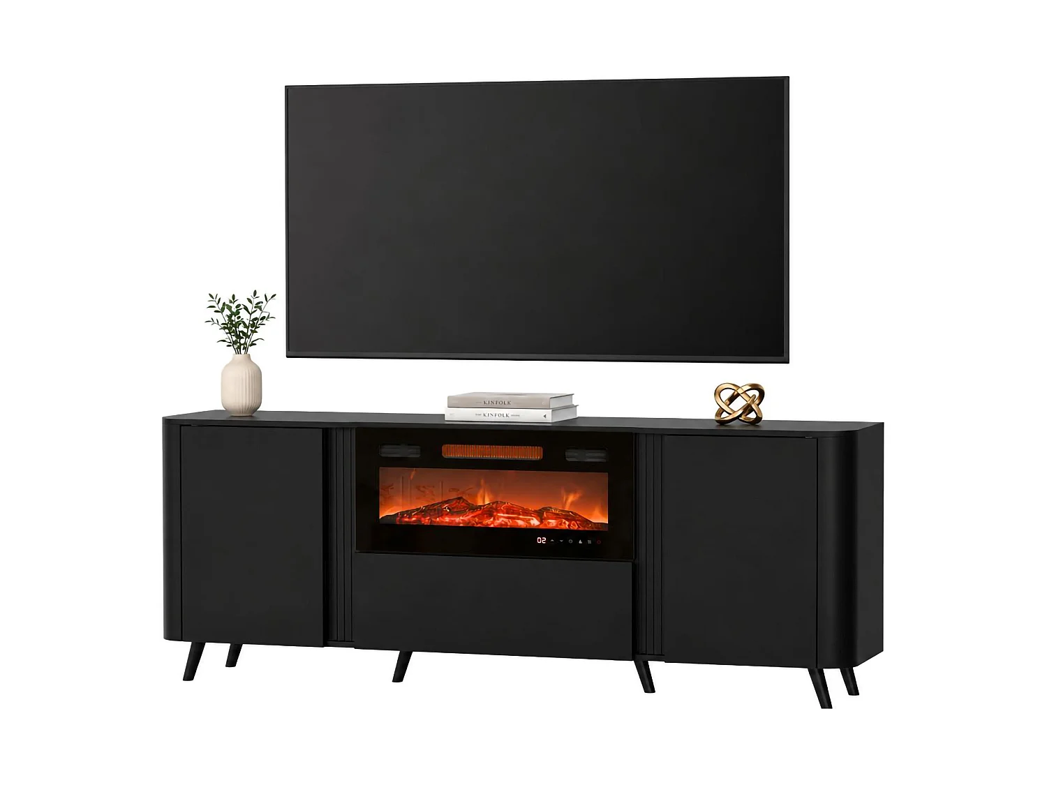 Buffet Santarem, Tiroirs, 40x190,5x68,9h cm Noir, Enfilade
