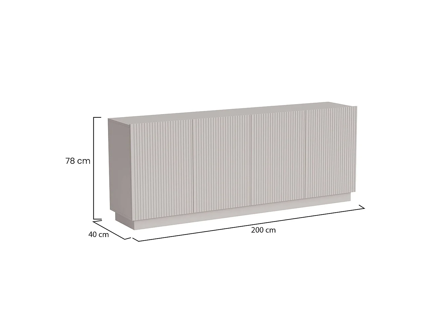 Credenza Elvas, 4 Ripiani, 40x150x48h cm Beige, Madia