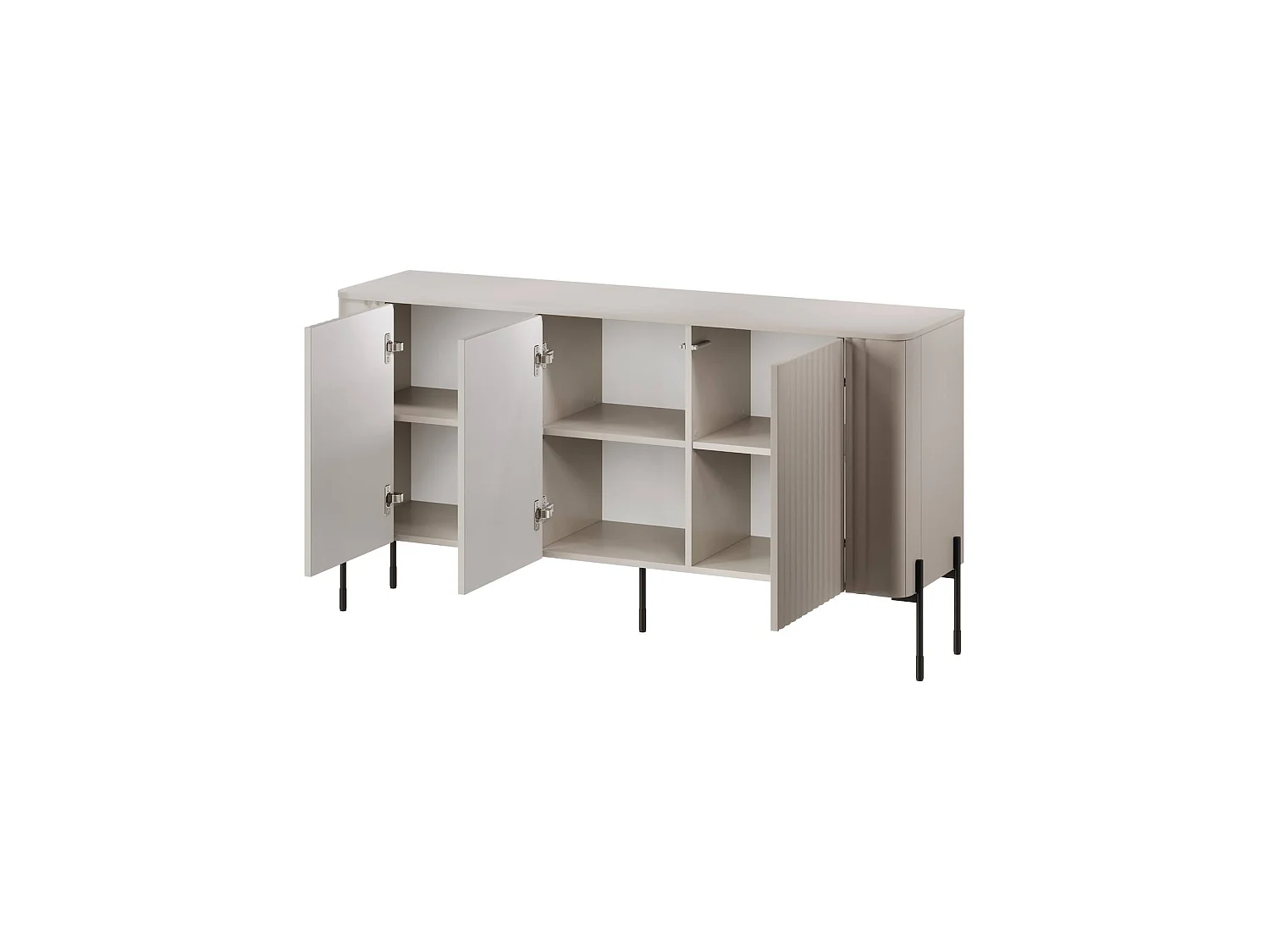 Dressoir Susegana, 3 planken, 150x40x80h cm beige, buffetkast, 3 deuren, 6 vakken