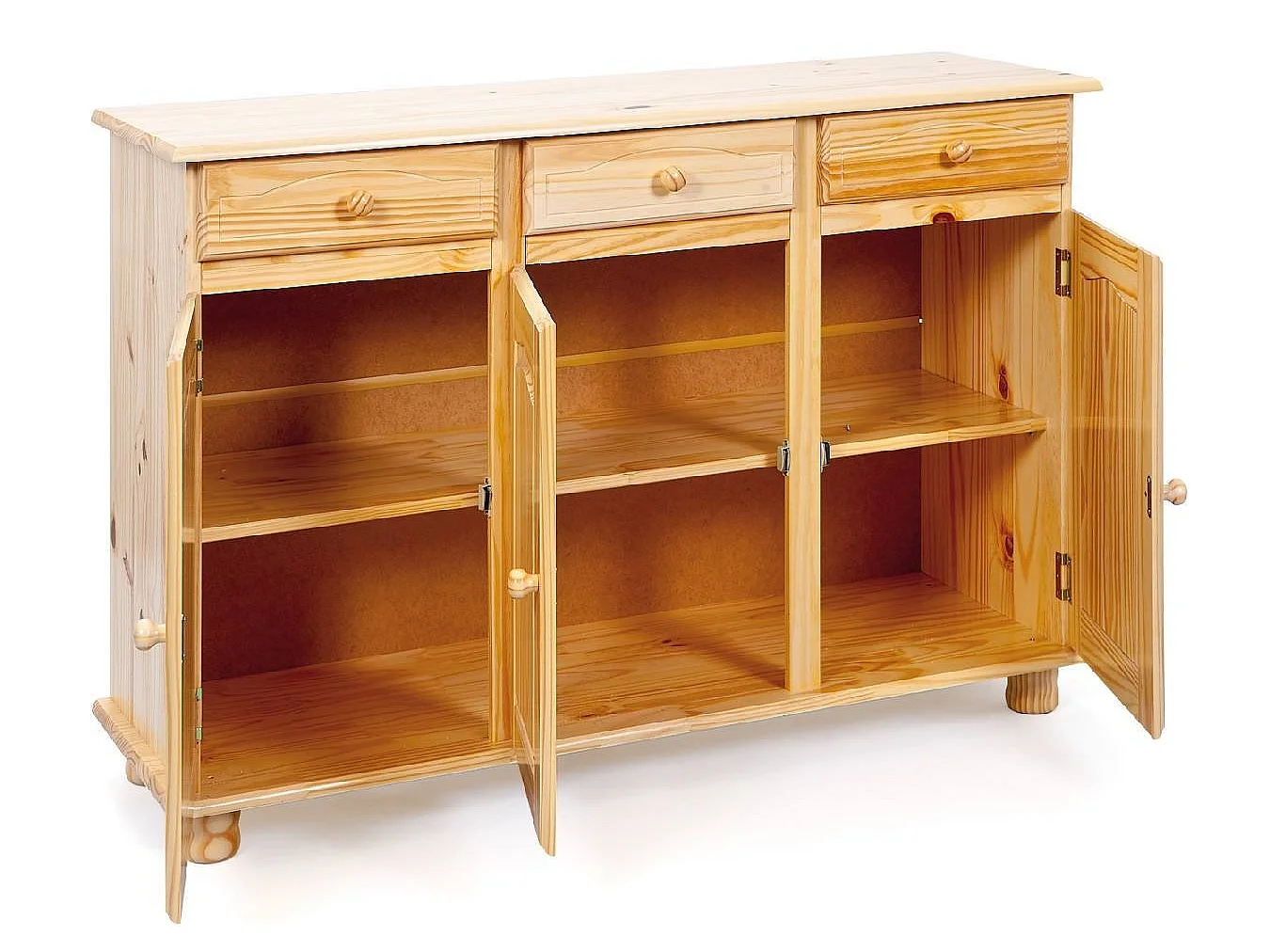 Credenza Gragnano, 3 Cassetti, 130x43x87h cm Marrone Quercia, Madia, un Ripiano, 6 Vani