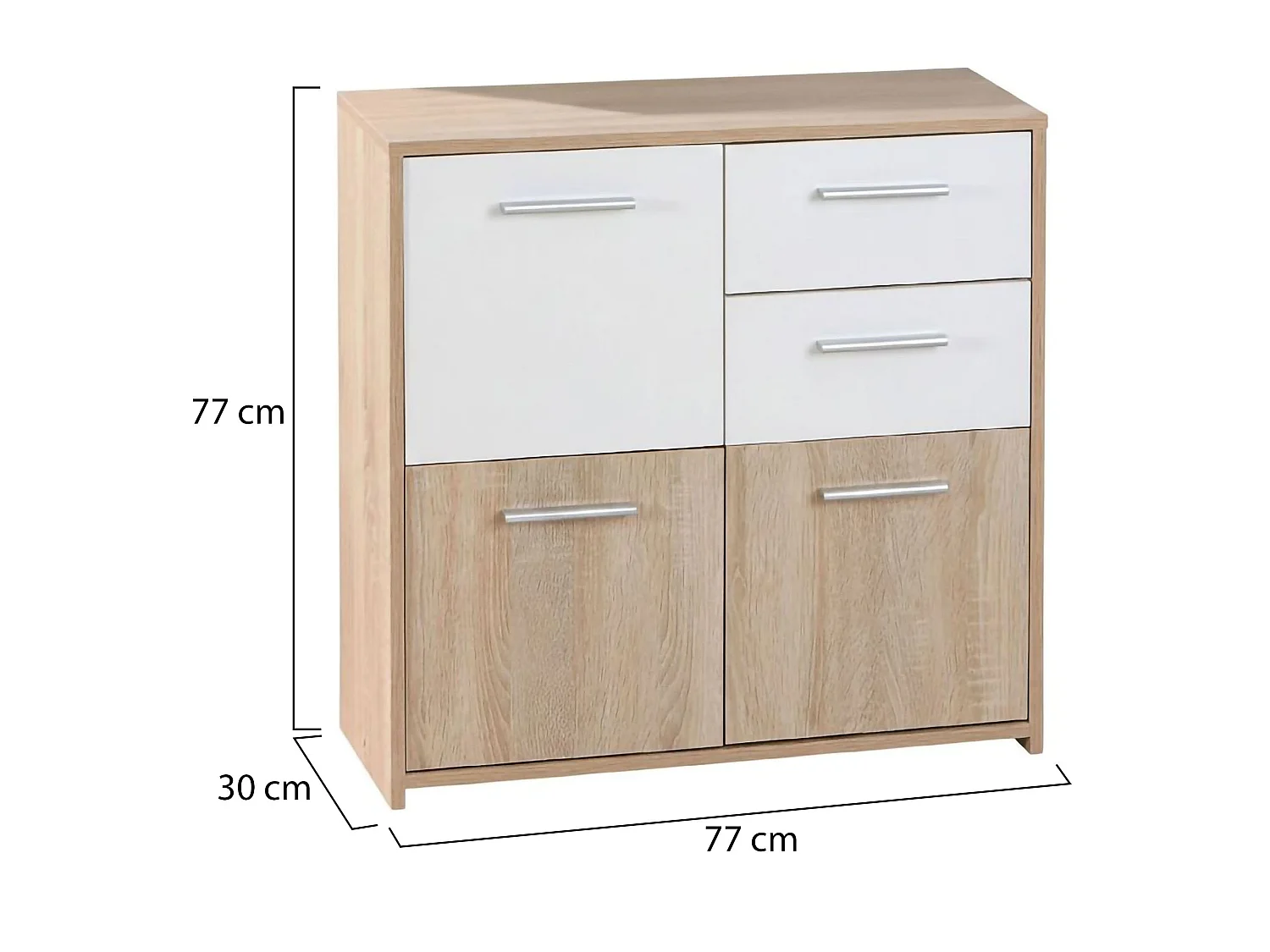 Dbhati Sideboard, 2 Schubladen, 30x77x77h cm Weiß, Anrichte
