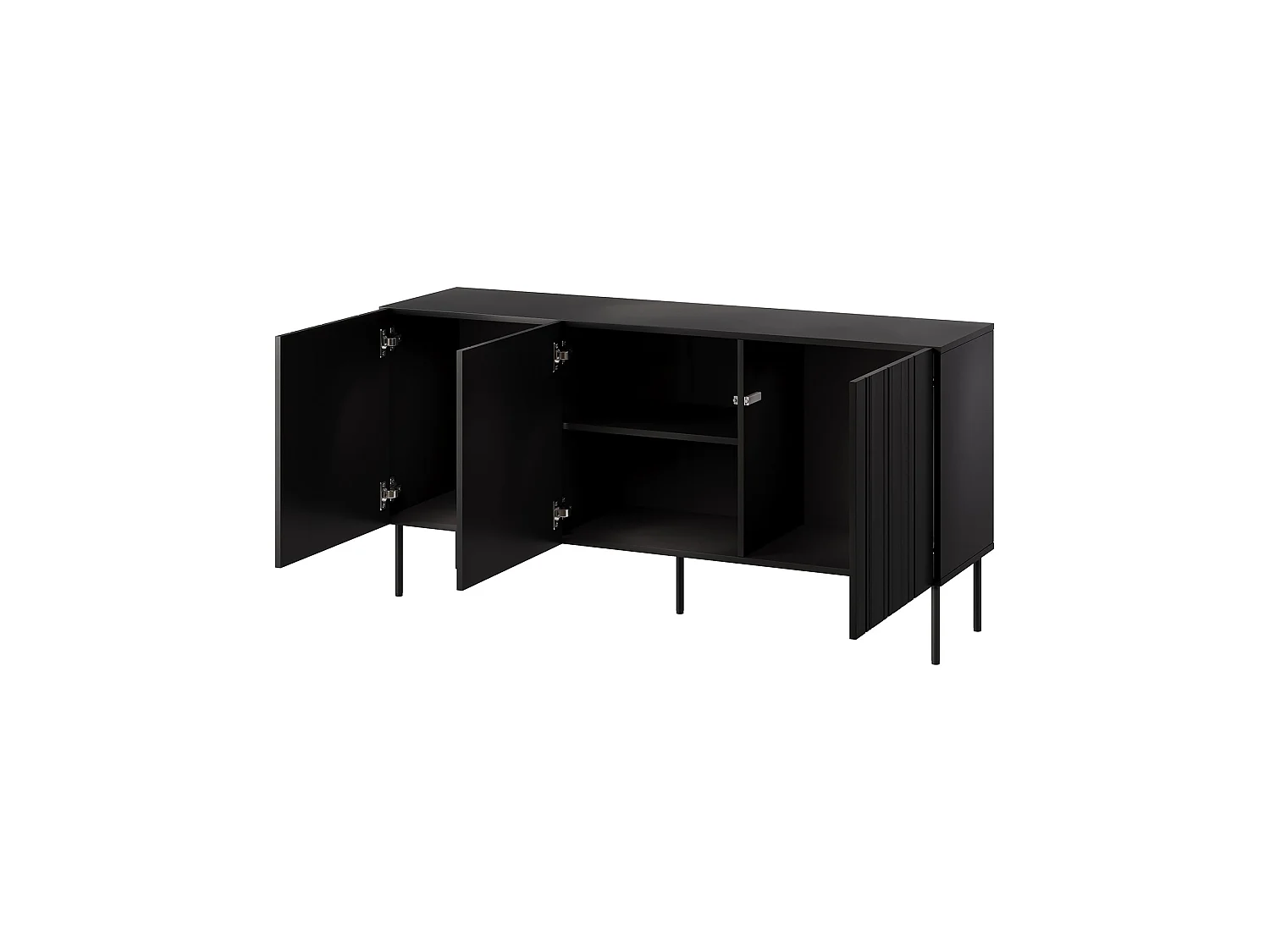 Buffet Torres, une Étagère, 42x150,5x75h cm Noir, Enfilade
