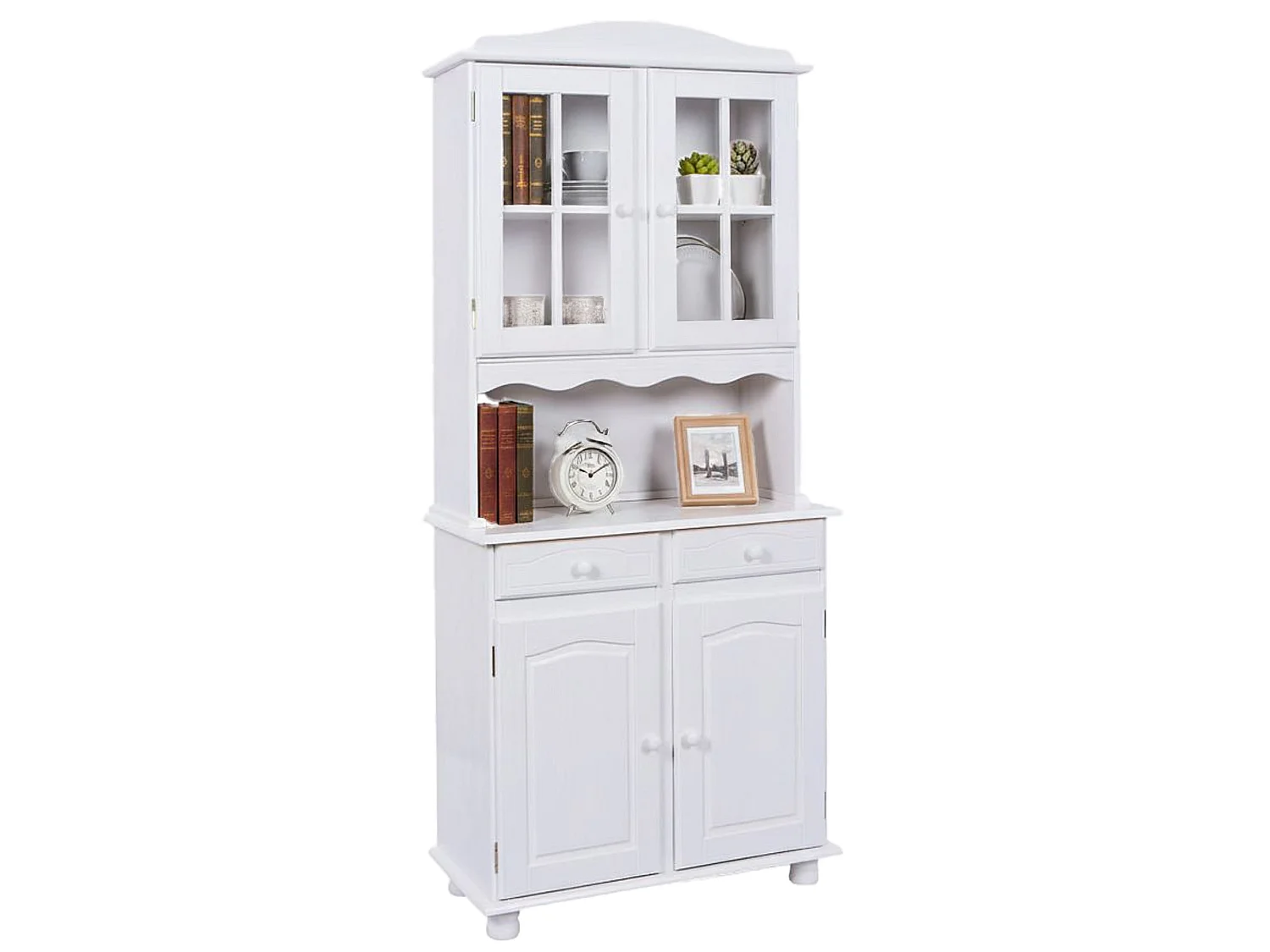 Dressoir Vierkanten, 2 lades, 88x43x198h cm wit, buffetkast, 2 legplanken, draaideuren, schuivend