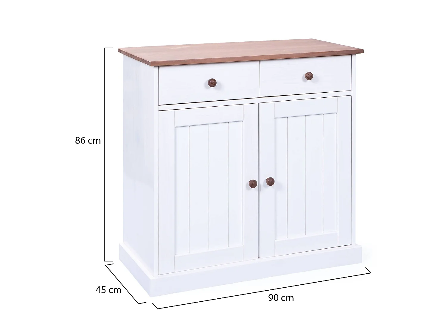 Sideboard Dknap, ein Fach, 45x90x86h cm Weiß, Anrichte