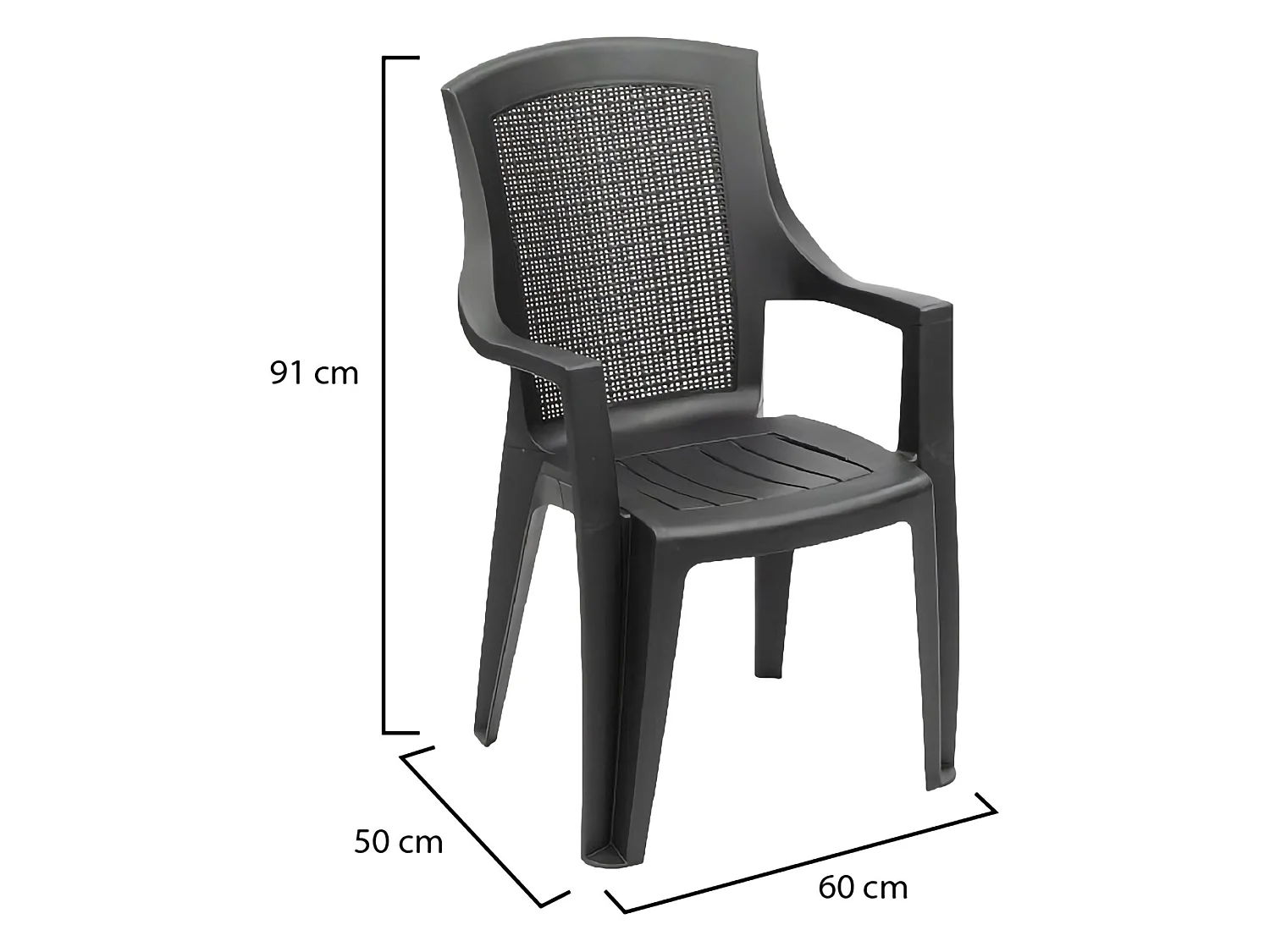 Sedia da Esterno Masainass, una Sedia Made in Italy, Grigio Antracite, Impilabile, Braccioli