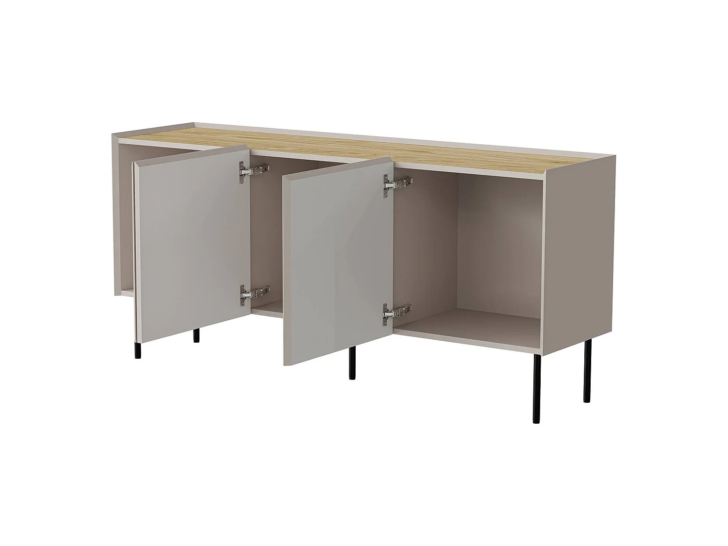 Crédence Valongo, un plateau, 40x150x70h cm beige chêne, bahut