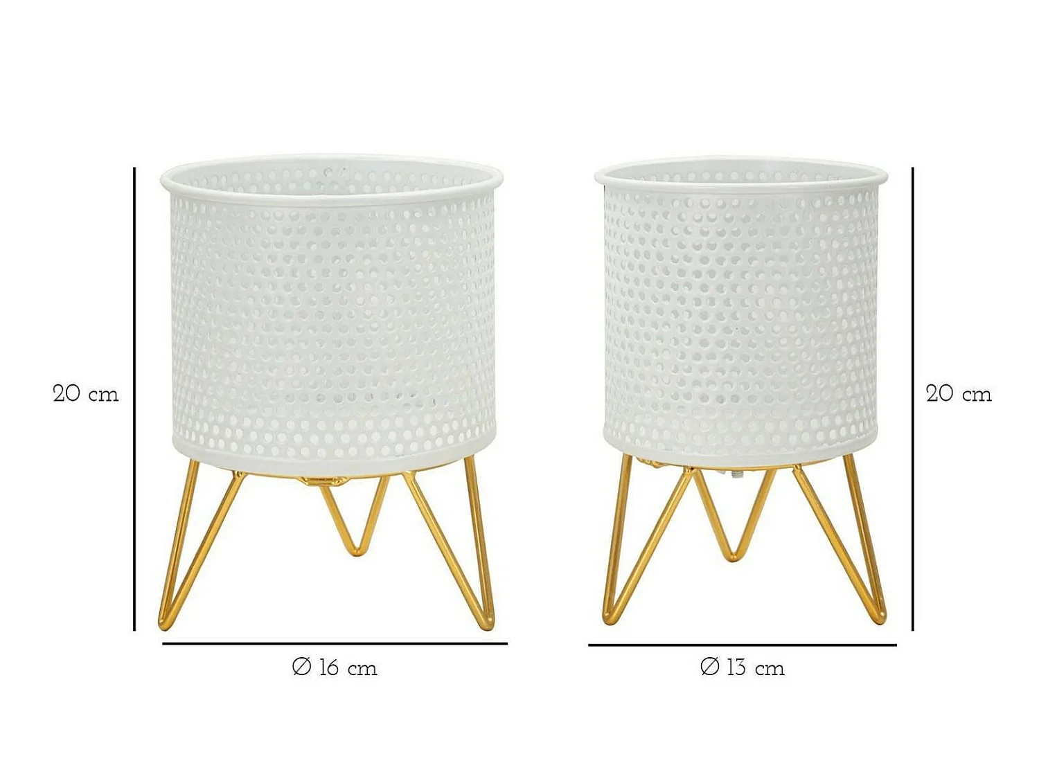Vif-vaas, set van 2 vazen, wit, kleur: goudkleurige structuur
