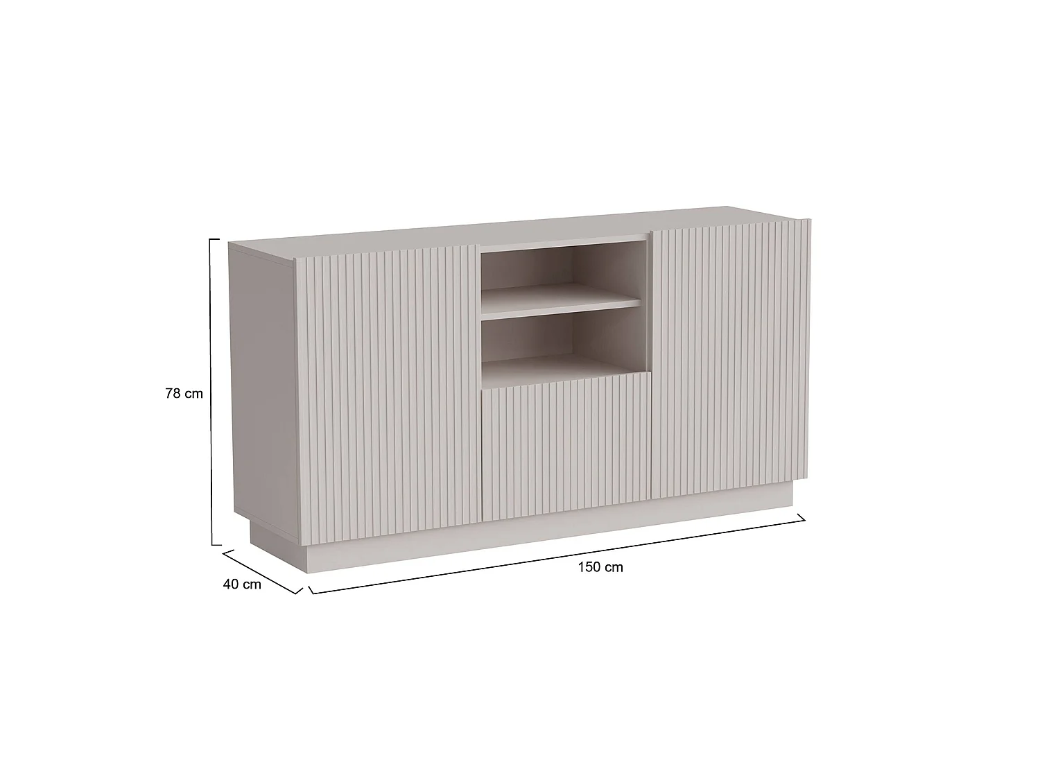 Aparador Serchio, 4 estantes, 150x40x78h cm Beige, bufé, 1 cajón, 2 puertas