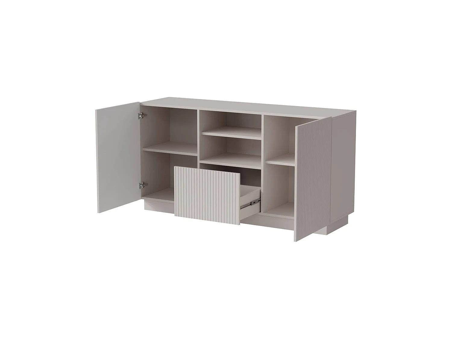 Aparador Serchio, 4 estantes, 150x40x78h cm Beige, bufé, 1 cajón, 2 puertas
