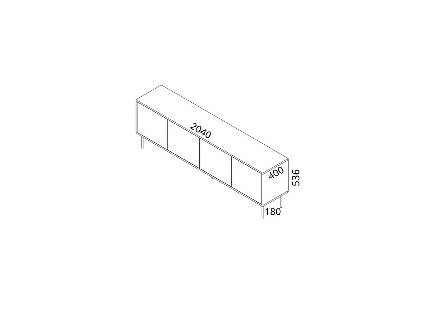 Buffet Lordelo, Tiroirs, 40x204x72h cm Noir, Bahut