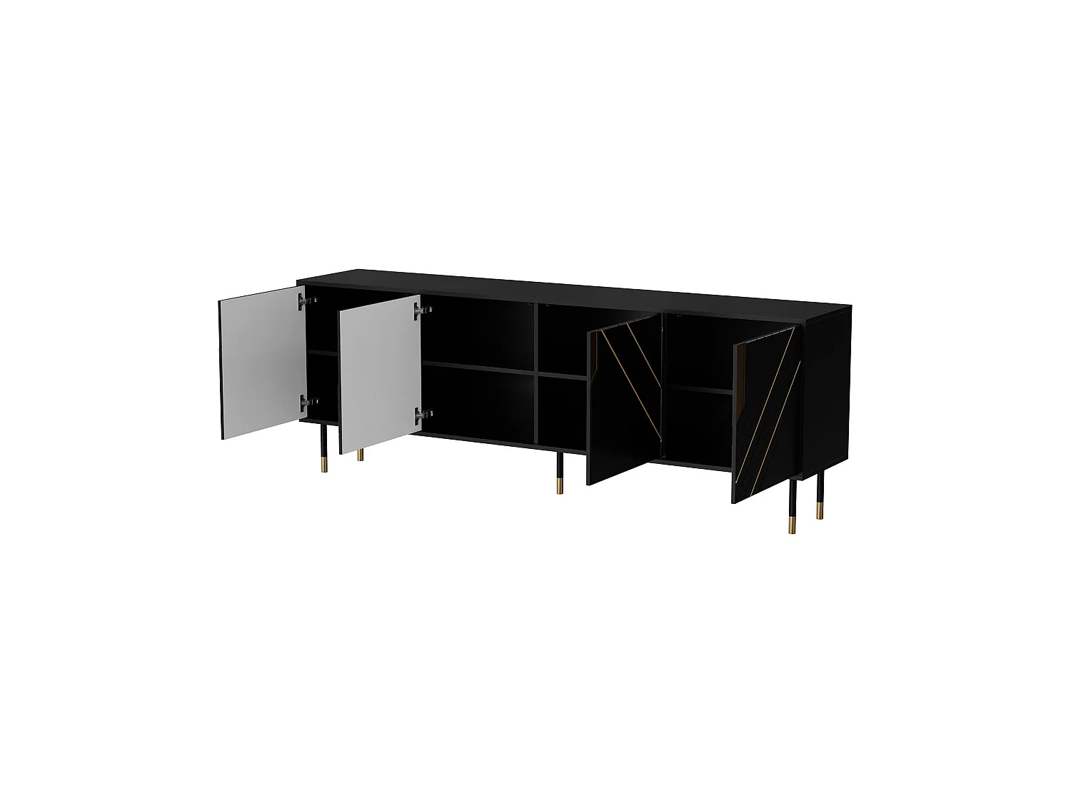 Buffet Lordelo, Tiroirs, 40x204x72h cm Noir, Bahut