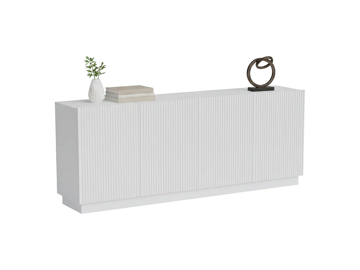 Credenza Elvas, 4 Ripiani, 40x150x48h cm Bianco, Madia
