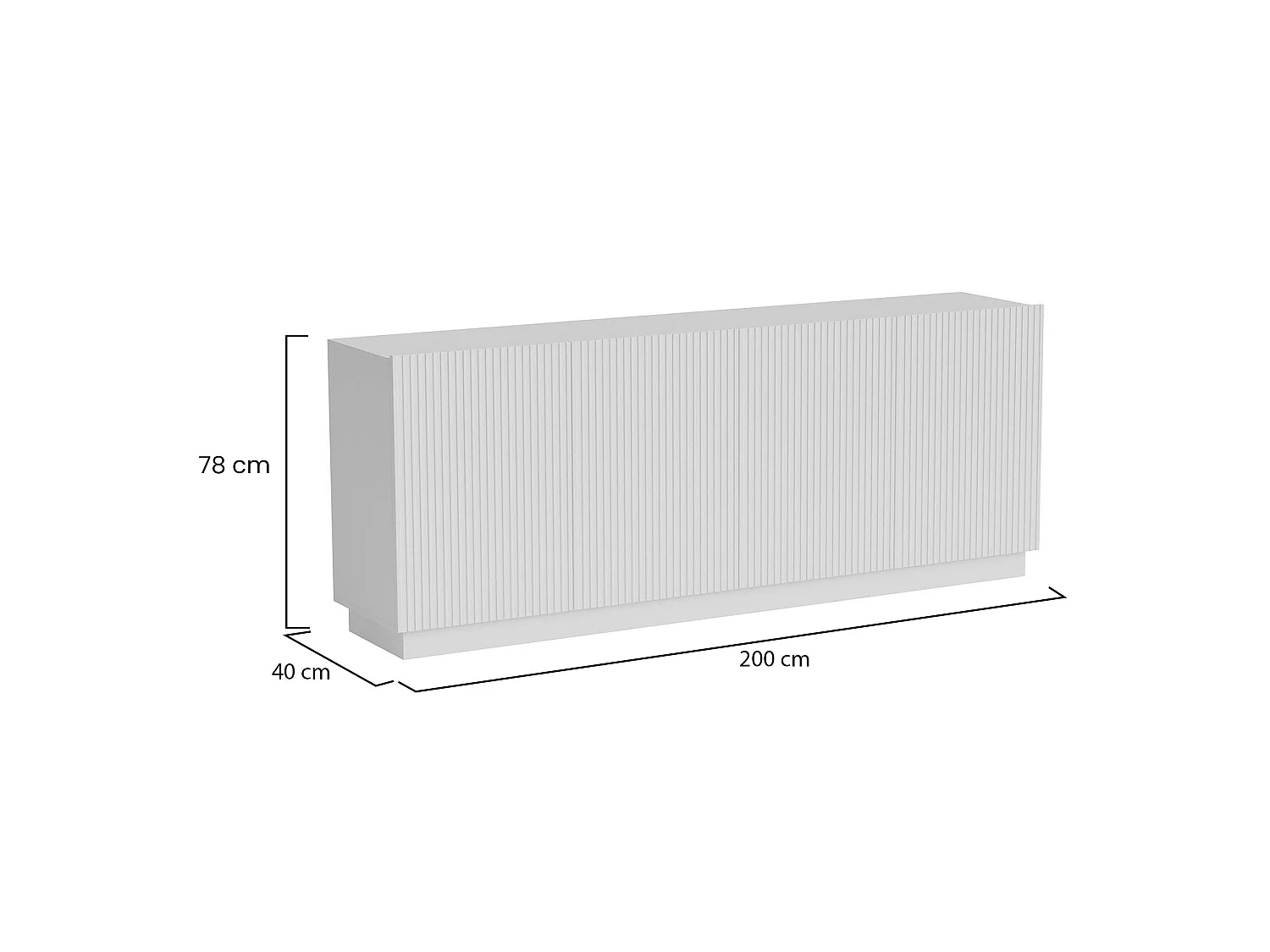 Credenza Elvas, 4 Ripiani, 40x150x48h cm Bianco, Madia