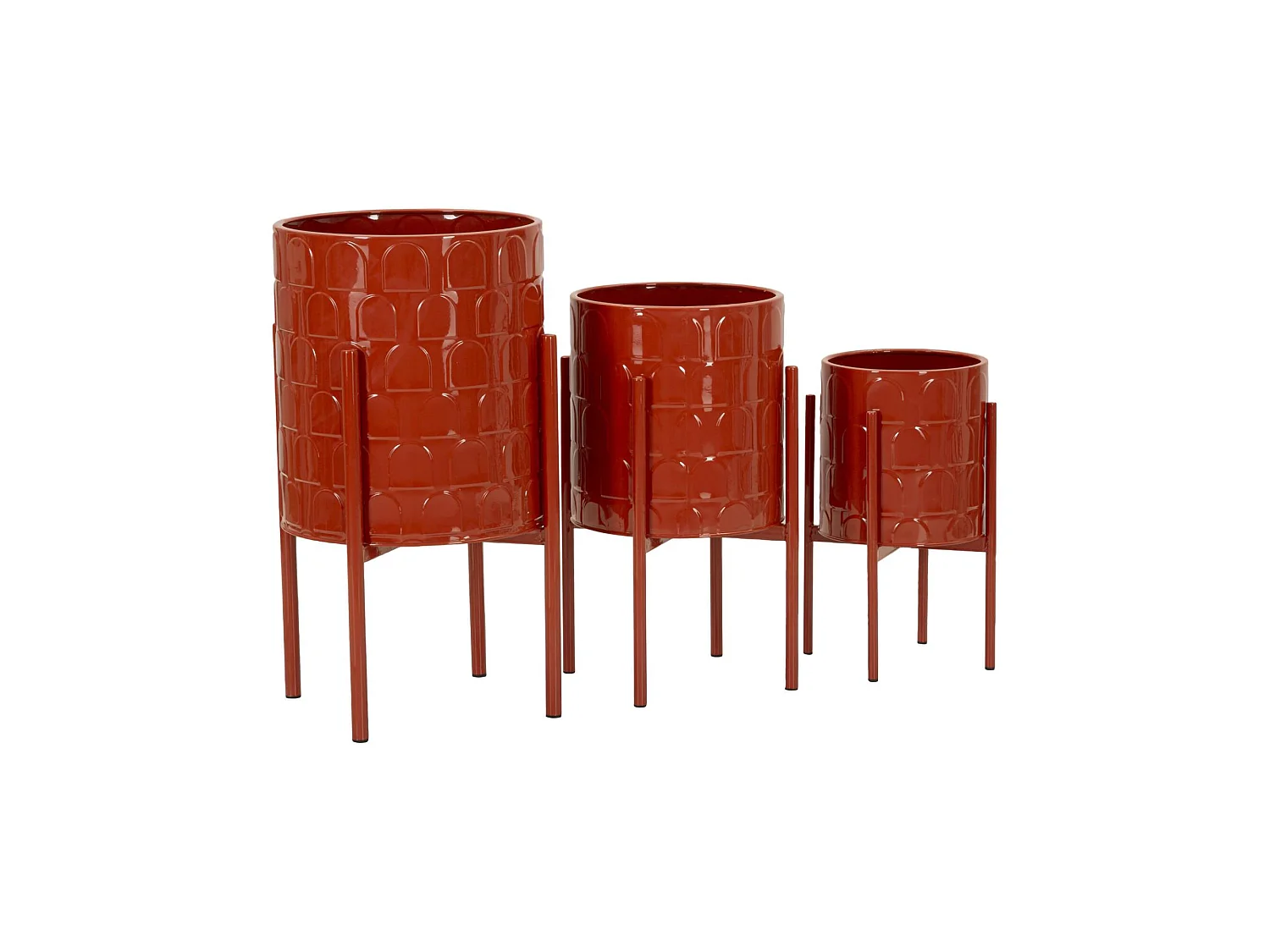Vaas Cisterna, set van 3 vazen, rood,