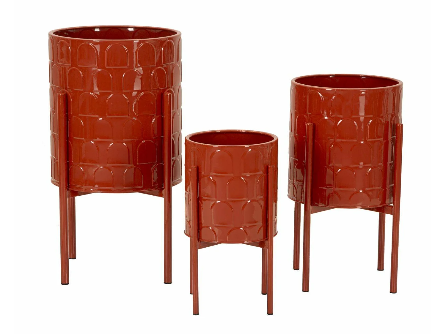 Vaas Cisterna, set van 3 vazen, rood,